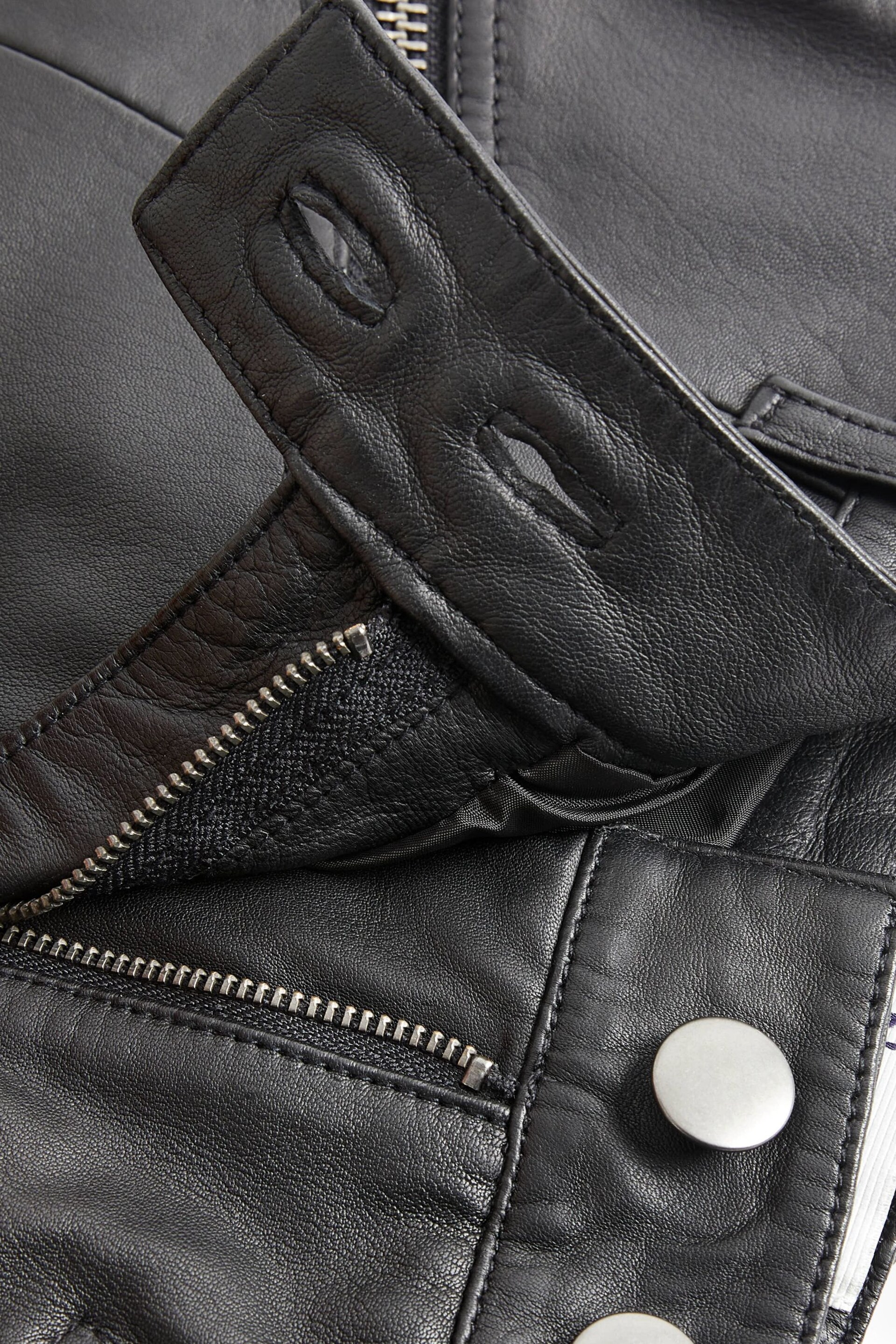 Black Premium Leather Biker Trousers - Image 9 of 10