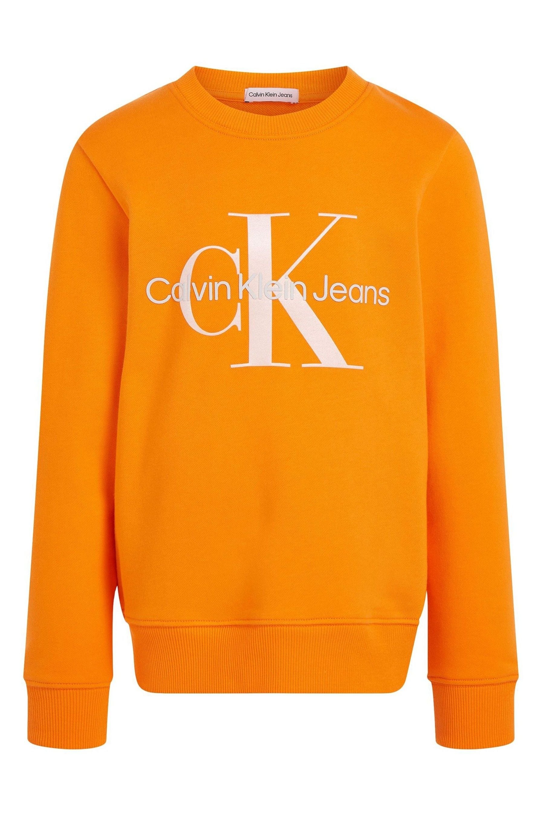 Buy Calvin Klein Jeans Boys Orange Monogram Logo Jumper from Next Luxembourg