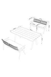 Natural Amalfi Garden Wooden Dining Bench Set - Image 6 of 6