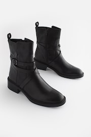 Black Signature Leather Strap Detail Ankle Boots - Image 4 of 10
