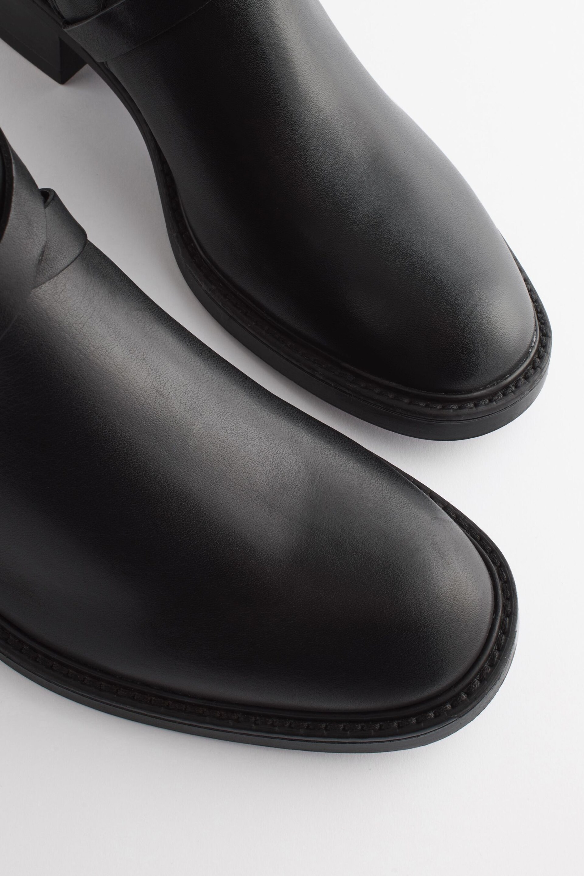 Black Signature Leather Strap Detail Ankle Boots - Image 6 of 10