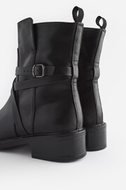 Black Signature Leather Strap Detail Ankle Boots - Image 7 of 10