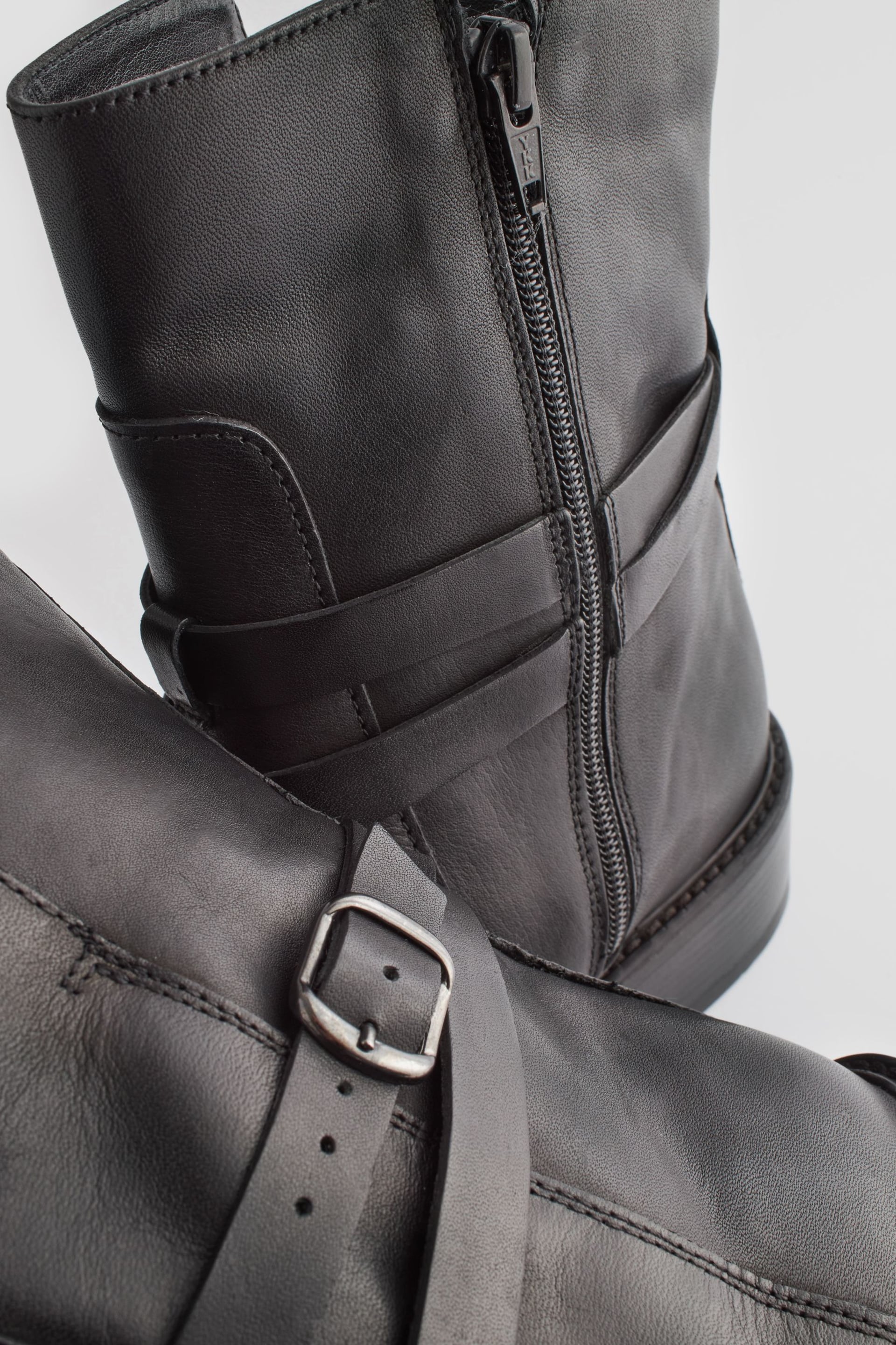 Black Signature Leather Strap Detail Ankle Boots - Image 8 of 10