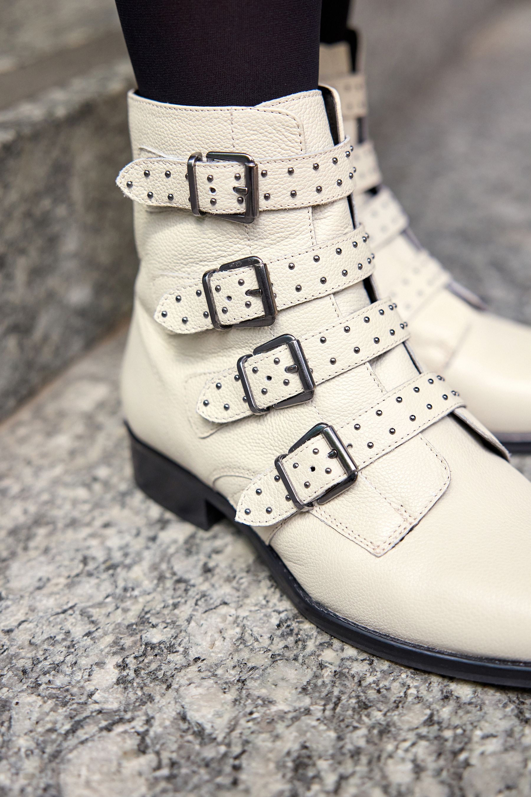 White velcro strap biker boot new arrivals