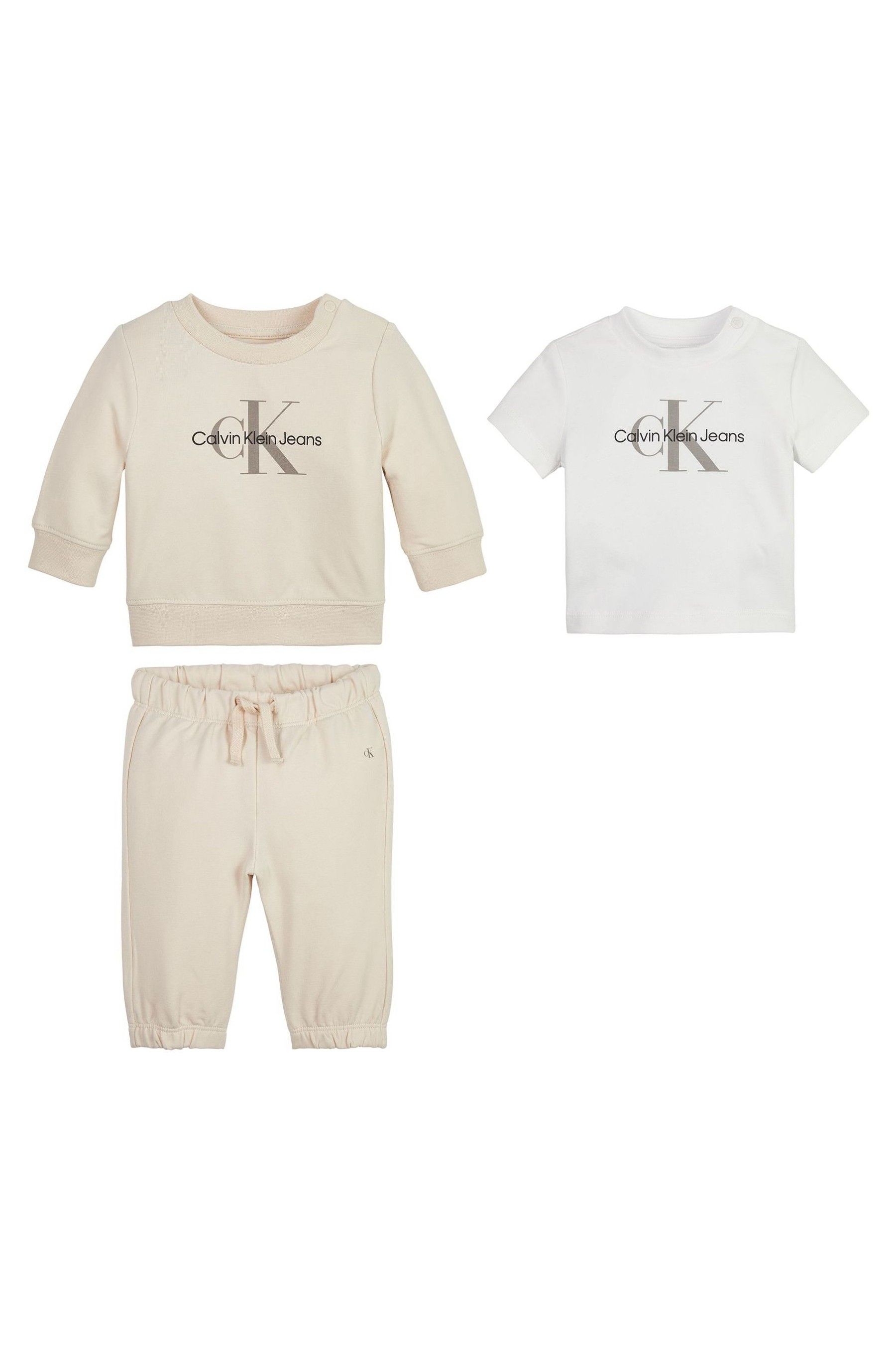 Buy Calvin Klein Jeans Newborn Cream Logo Tracksuit Starter Giftpack from Next Luxembourg