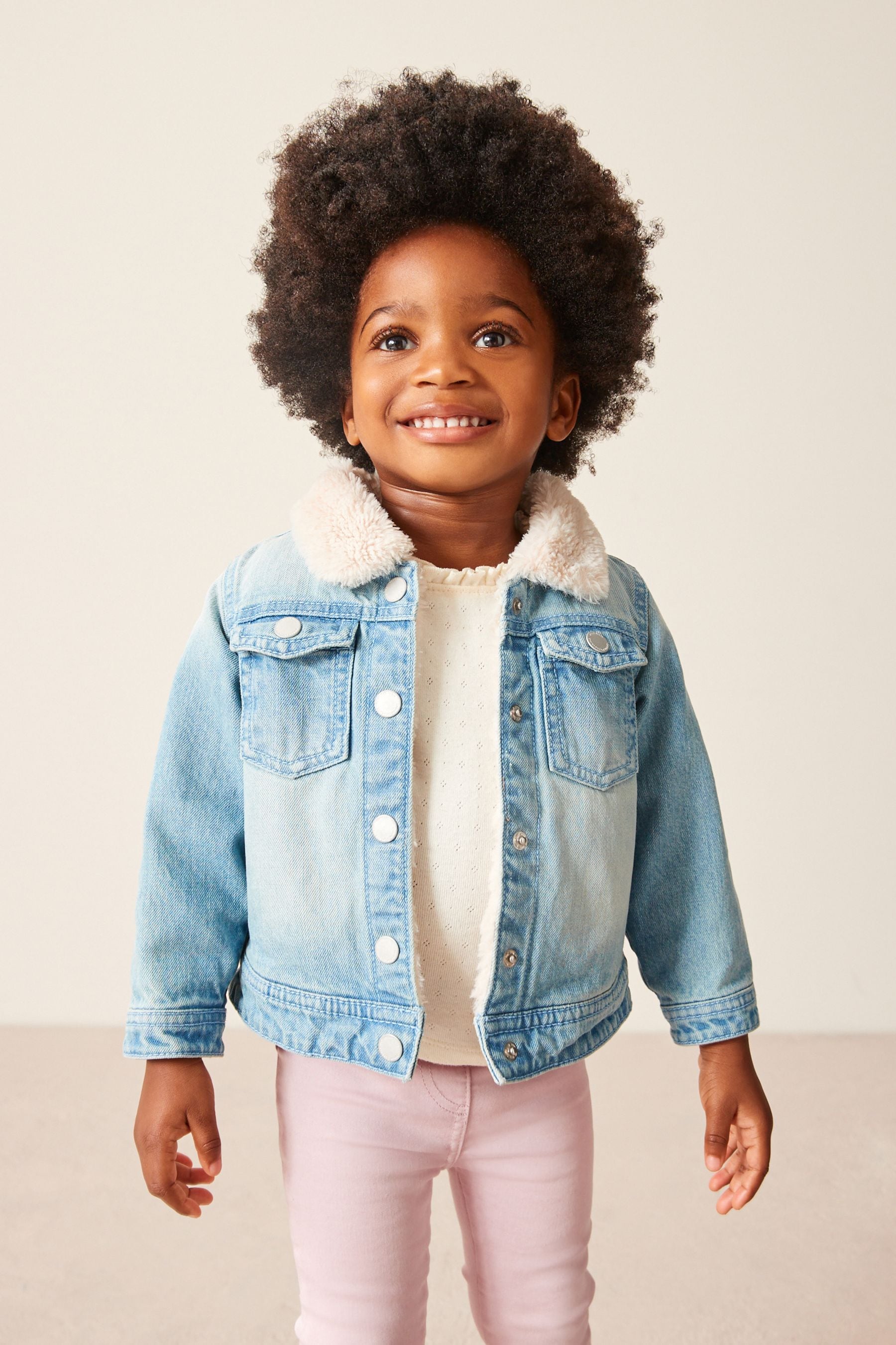 Buy Blue Faux Fur Collar Lined Denim Jacket 12mths 7yrs from Next Luxembourg