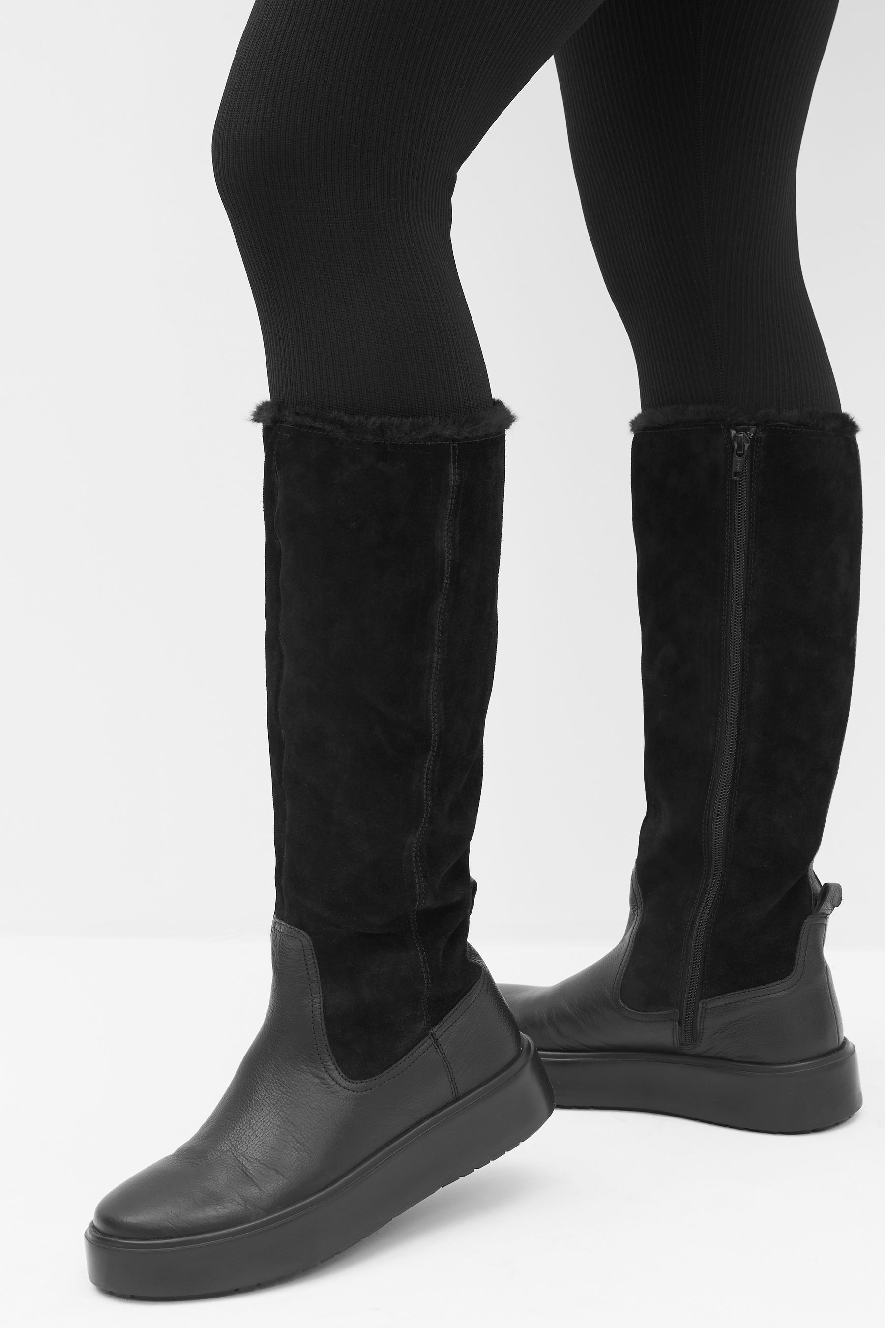 Buy Black Forever Comfort Faux Fur Lined Knee High Boots from Next Luxembourg