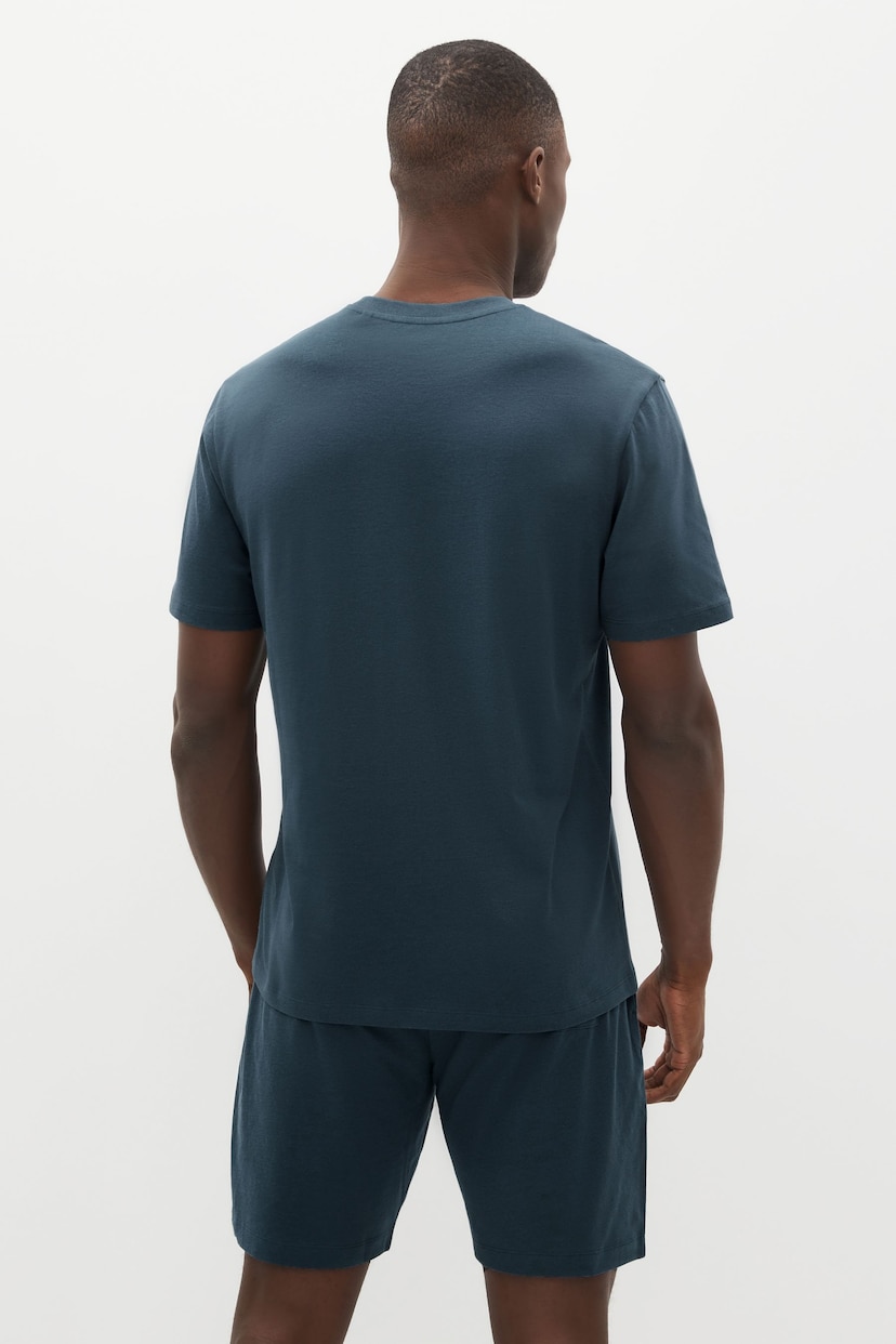 Green/Navy Blue/Bone Cream Jersey Pyjama Shorts Set 3 Pack - Image 12 of 14