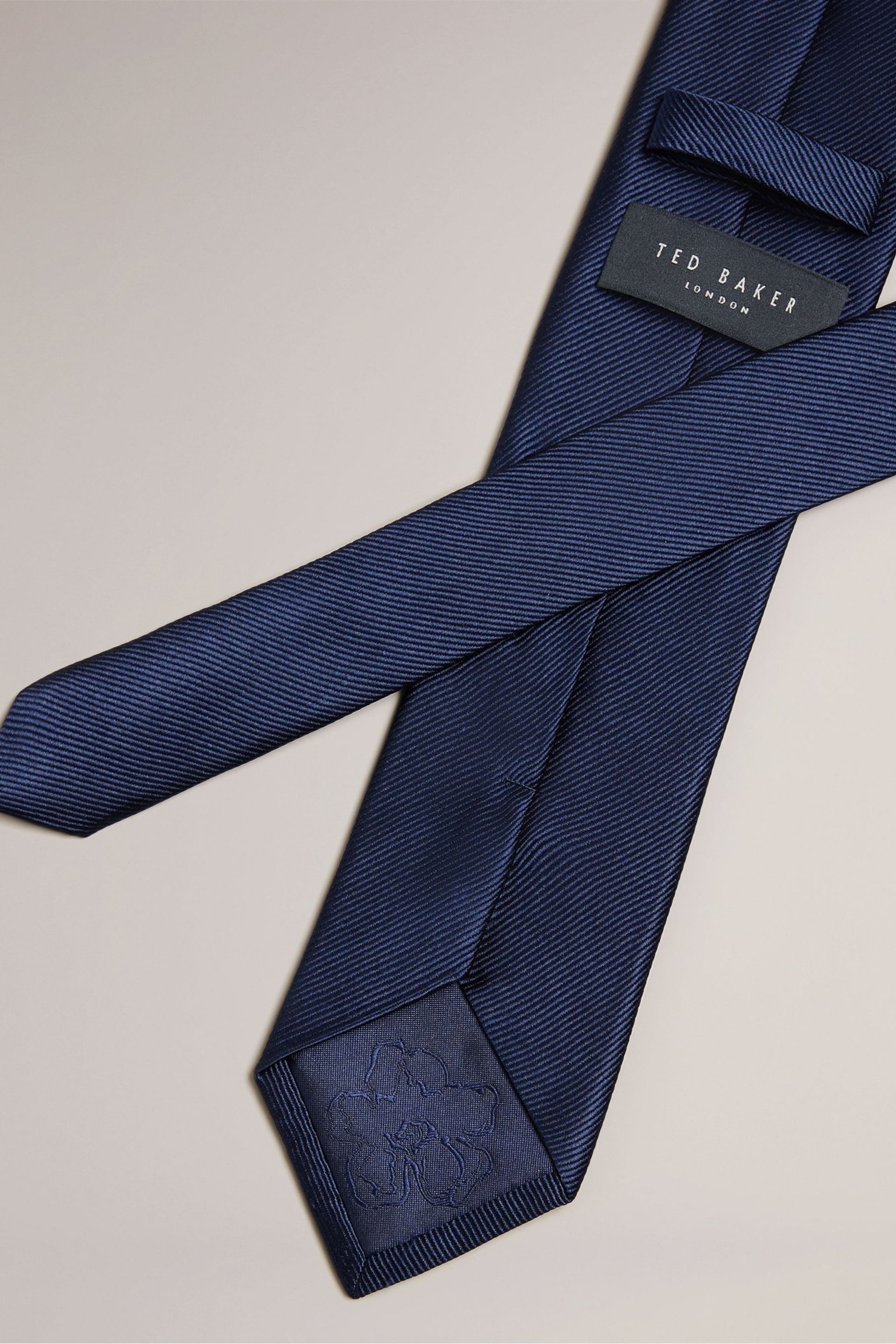 Ted Baker Dark Blue Moorez Ottoman Silk Tie - Image 4 of 4