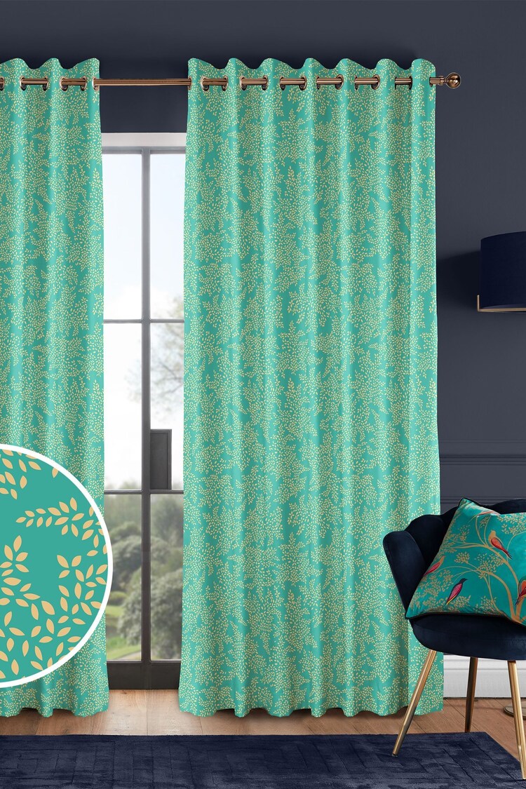 Sara Miller Green 100% Cotton Little Leaves Made to Measure Curtains - Image 1 of 9