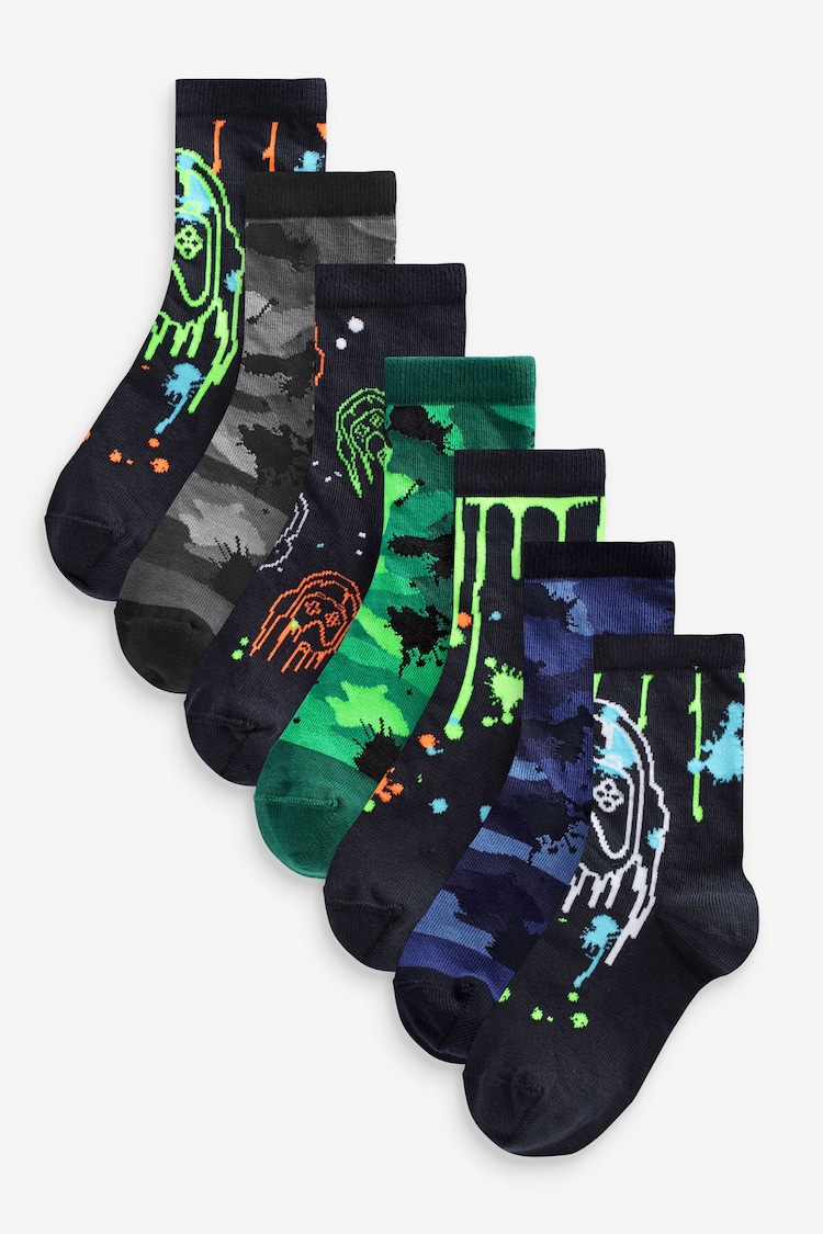 Multi Gamer Cotton Rich Socks 7 Pack - Image 1 of 8