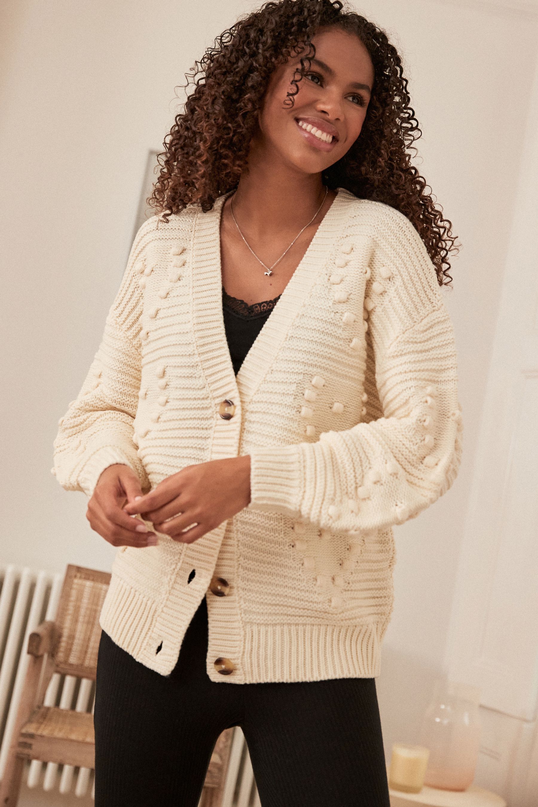 Buy Neutral Cosy Knit Cardigan from Next Luxembourg