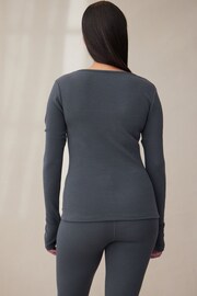 Navy Blue Self. Long Sleeve Waffle Top - Image 4 of 9