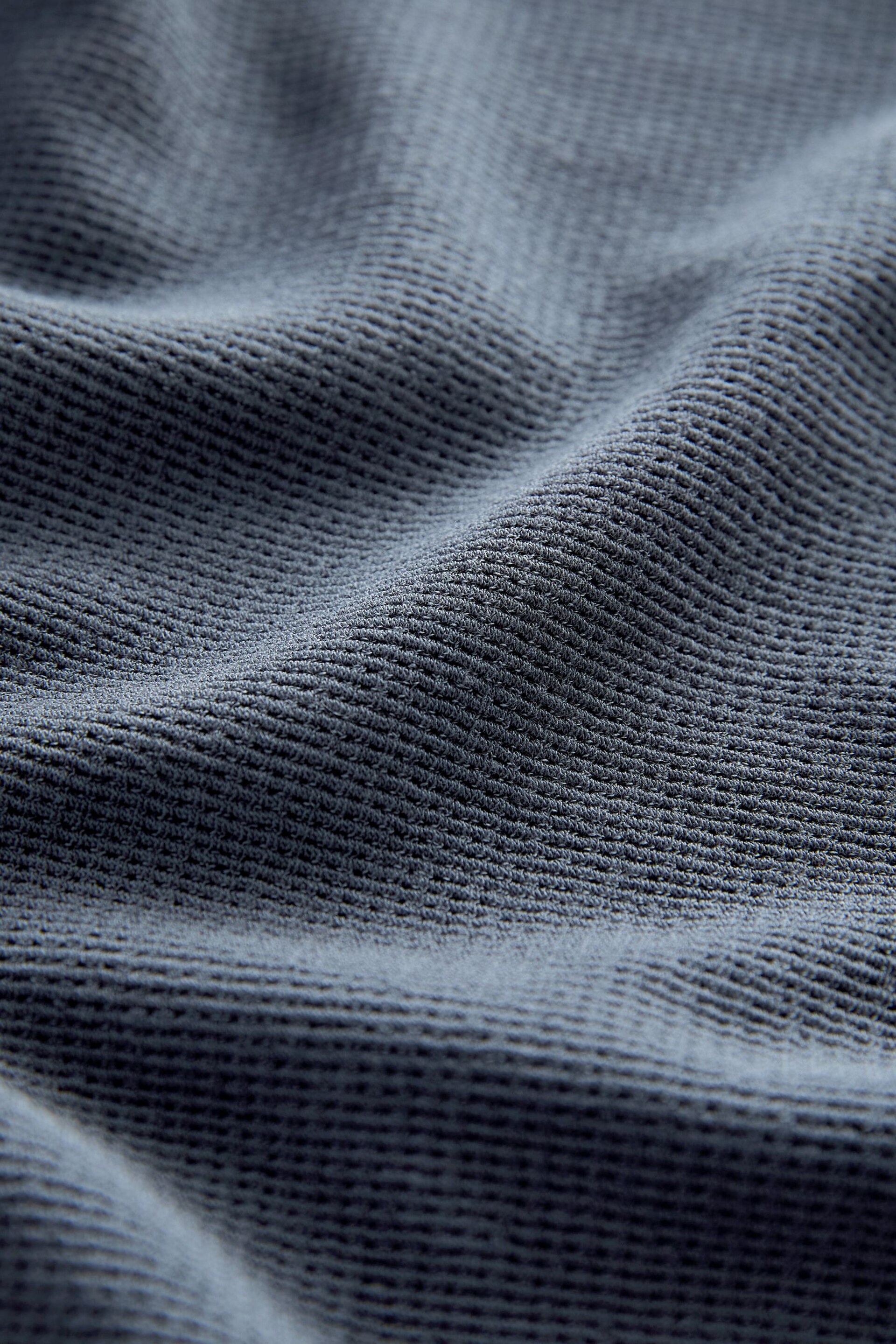Navy Blue Self. Long Sleeve Waffle Top - Image 9 of 9
