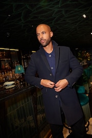 Navy Blue Signature Italian Wool Rich Epsom Overcoat With Cashmere - Image 1 of 8