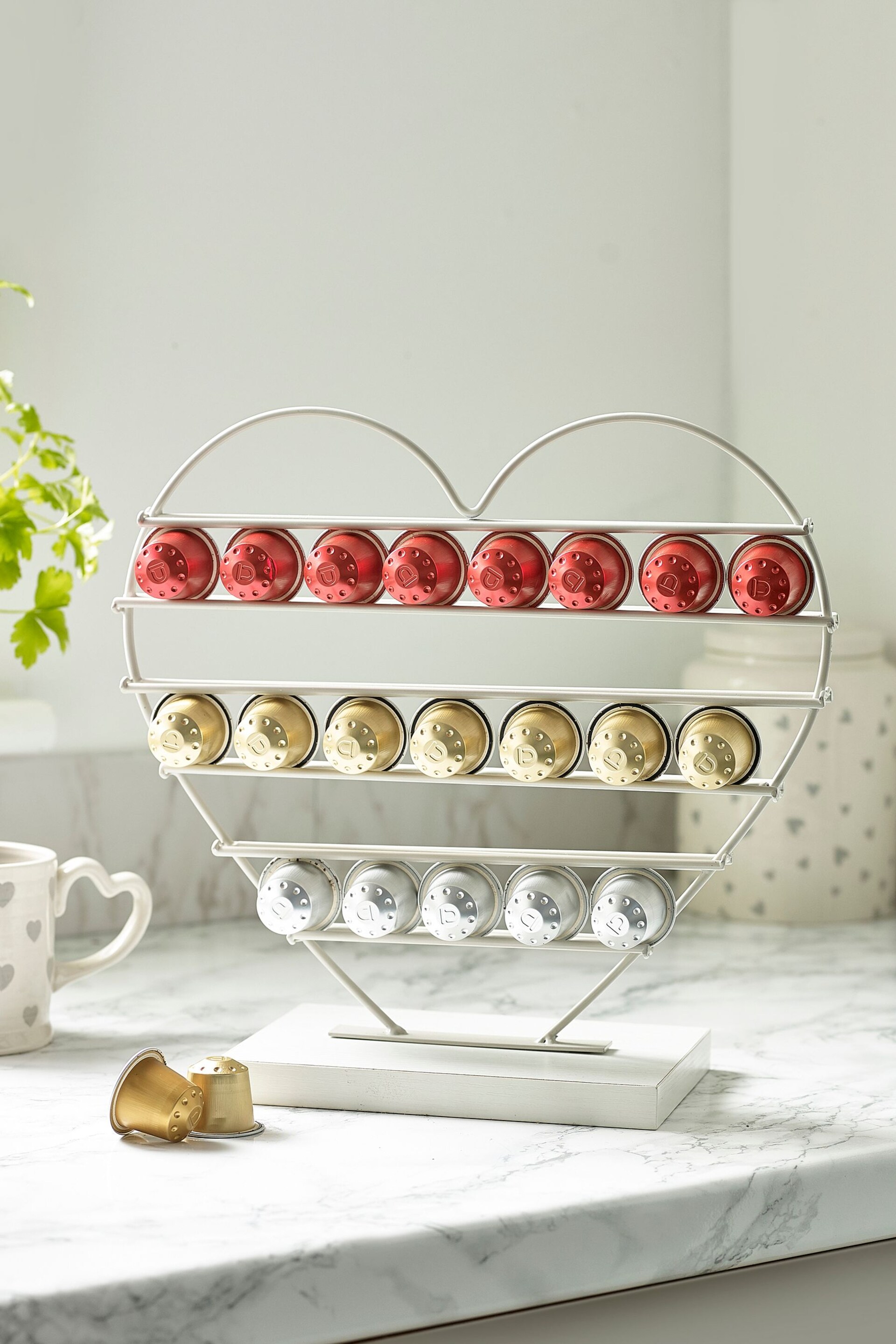 Cream Heart Coffee Pod Holder - Image 1 of 4