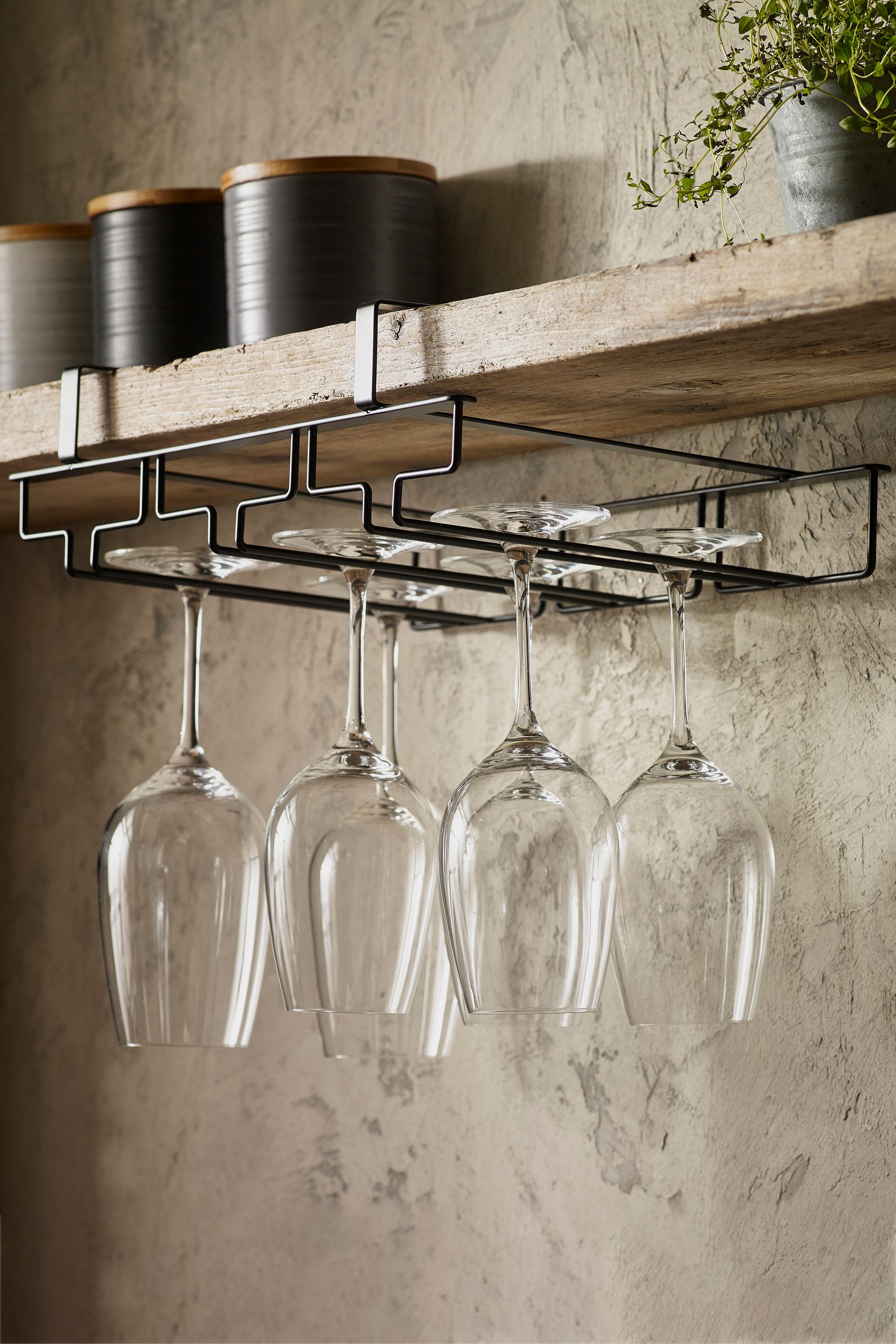 Buy Black Bronx Under Shelf Wine Glass Holder from Next Luxembourg