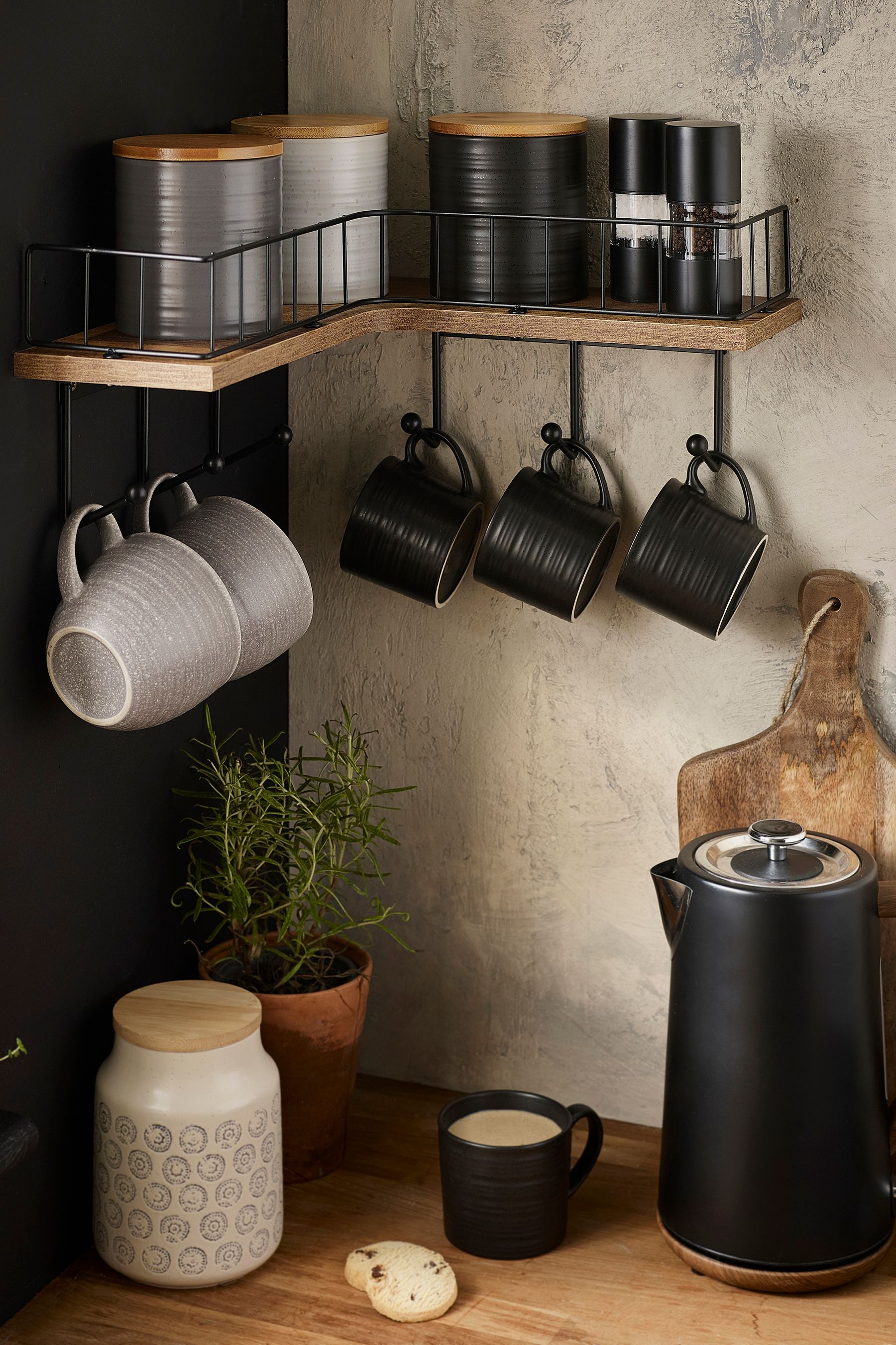 Corner shelf with hooks best sale