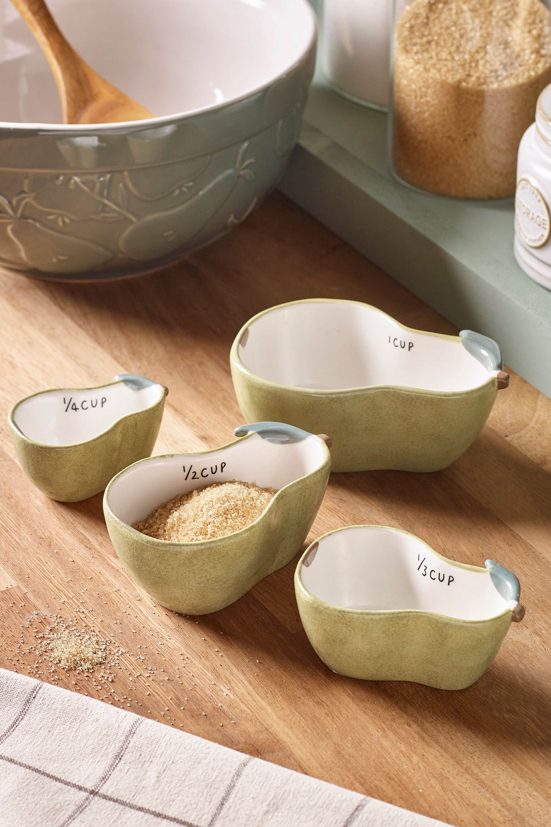 Set of 4 Green Pear Measuring Cups - Image 1 of 4