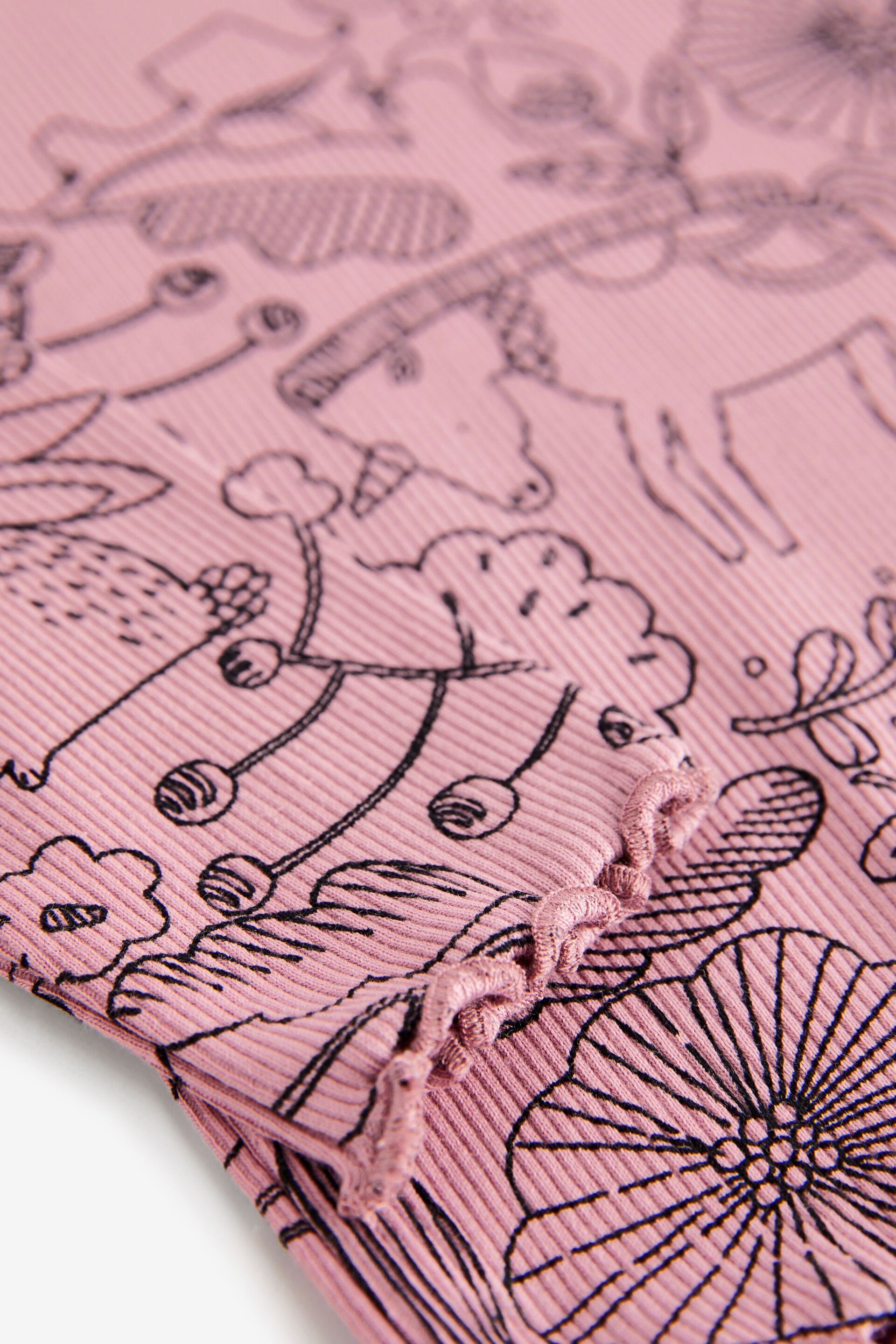 Pink Mono Floral T-Shirt Cotton-Rich Long Sleeve Rib T-Shirt (3mths-7yrs) - Image 6 of 7