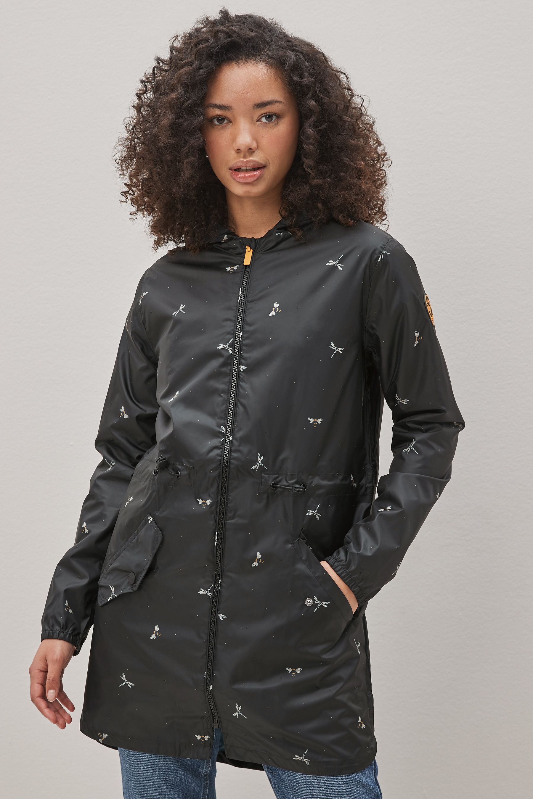 Buy FatFace Black Dragonfly Womens Printed Waterproof Packable Jacket from Next Belgium