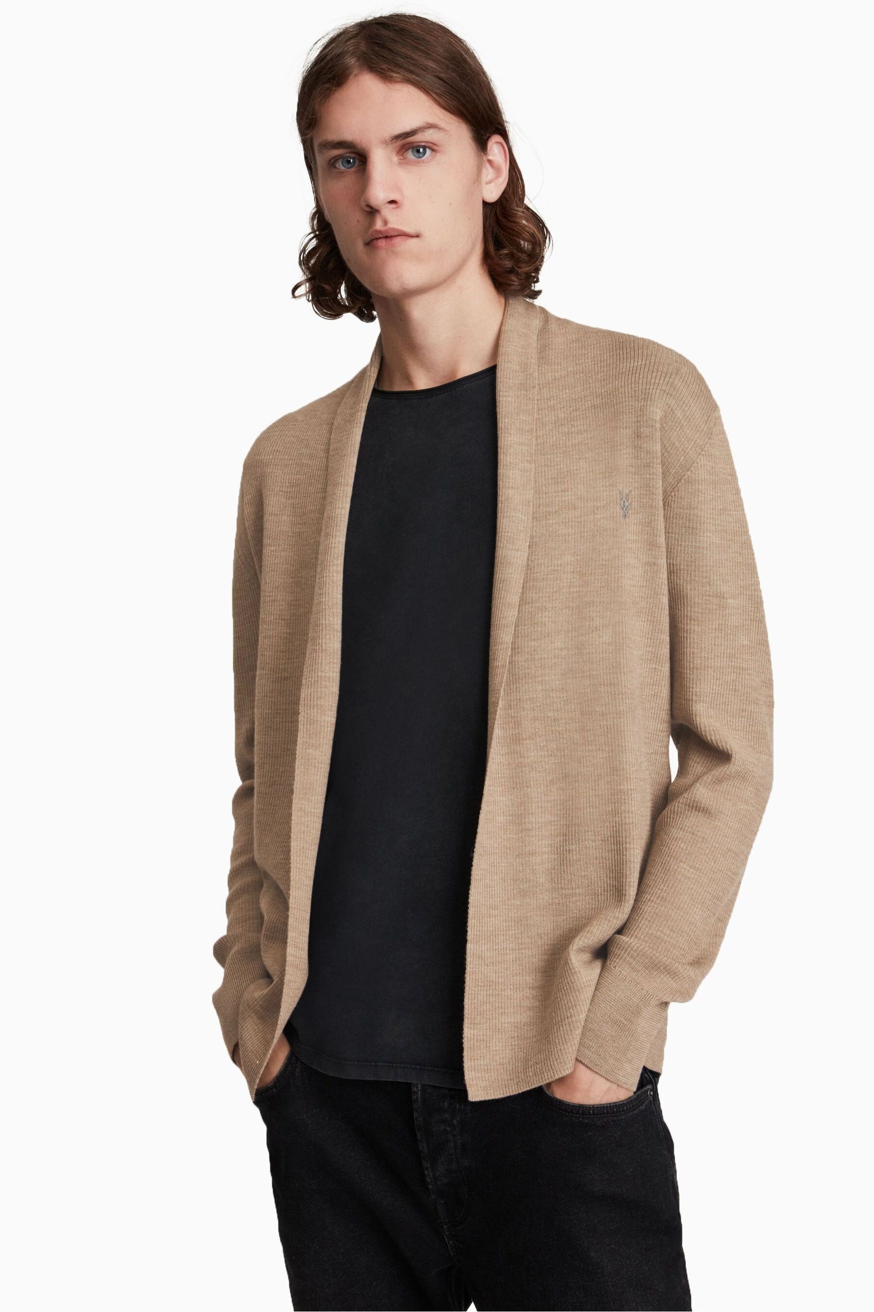 Buy AllSaints Brown Mocha Mode Merino Open Cardigan from Next USA