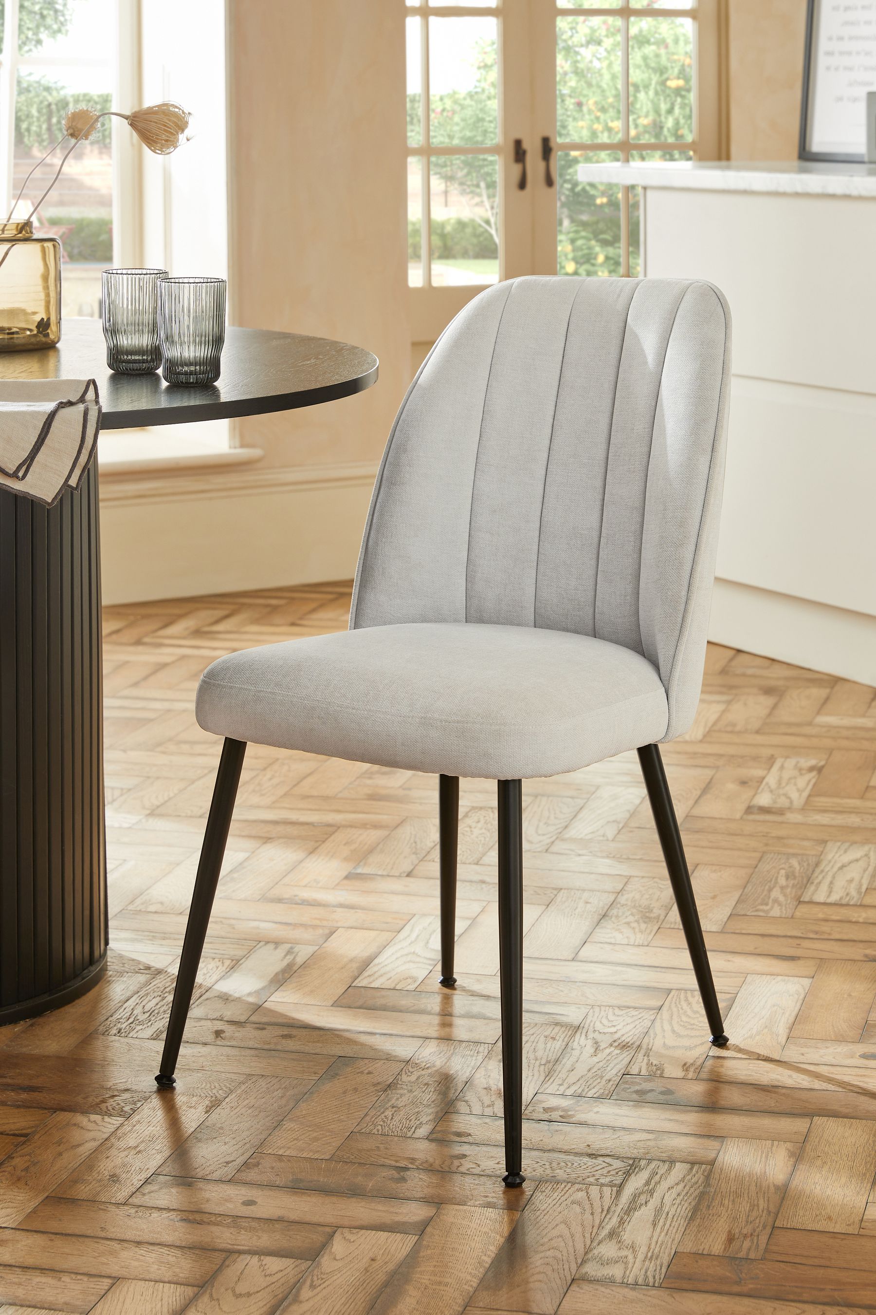 Buy Set of 2 Fine Chenille Light Grey Stella Non Arm Dining Chairs from Next Ireland
