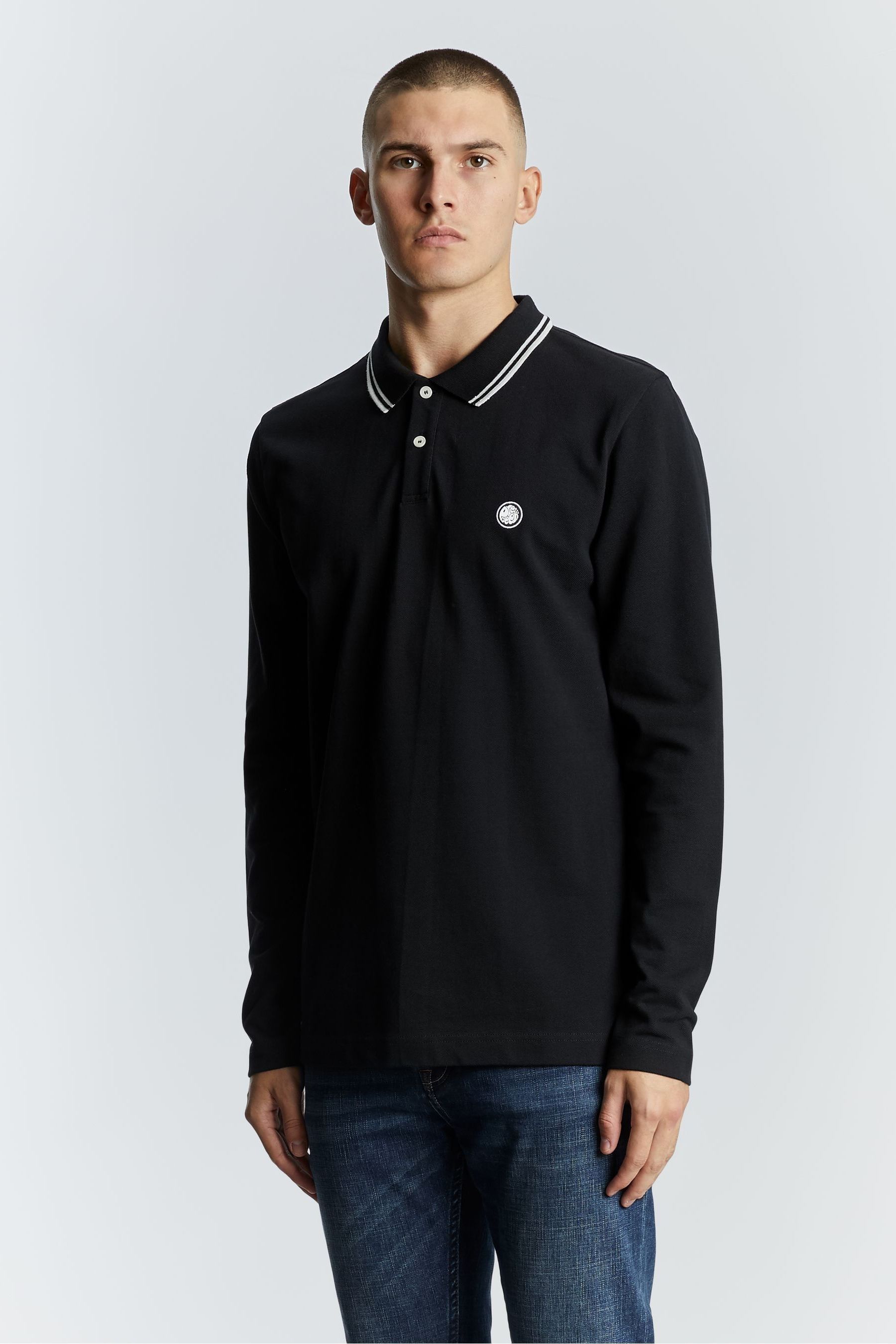 Buy Pretty Green Mens Barton Long Sleeve Tipped Polo Shirt from Next Luxembourg