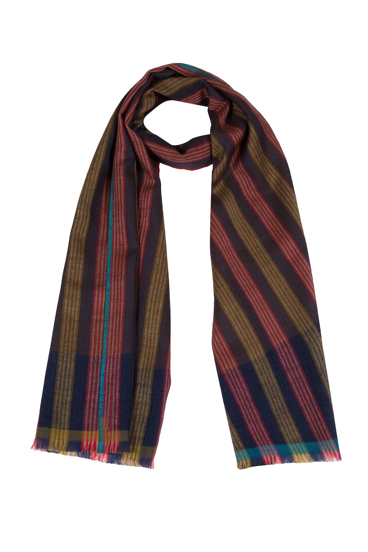 Pure Luxuries London Blue Ratio Cashmere & Merino Wool Scarf - Image 1 of 4