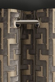 Charcoal Grey Next Collection Luxe Fretwork Heavyweight Velvet Eyelet Lined Curtains - Image 7 of 8