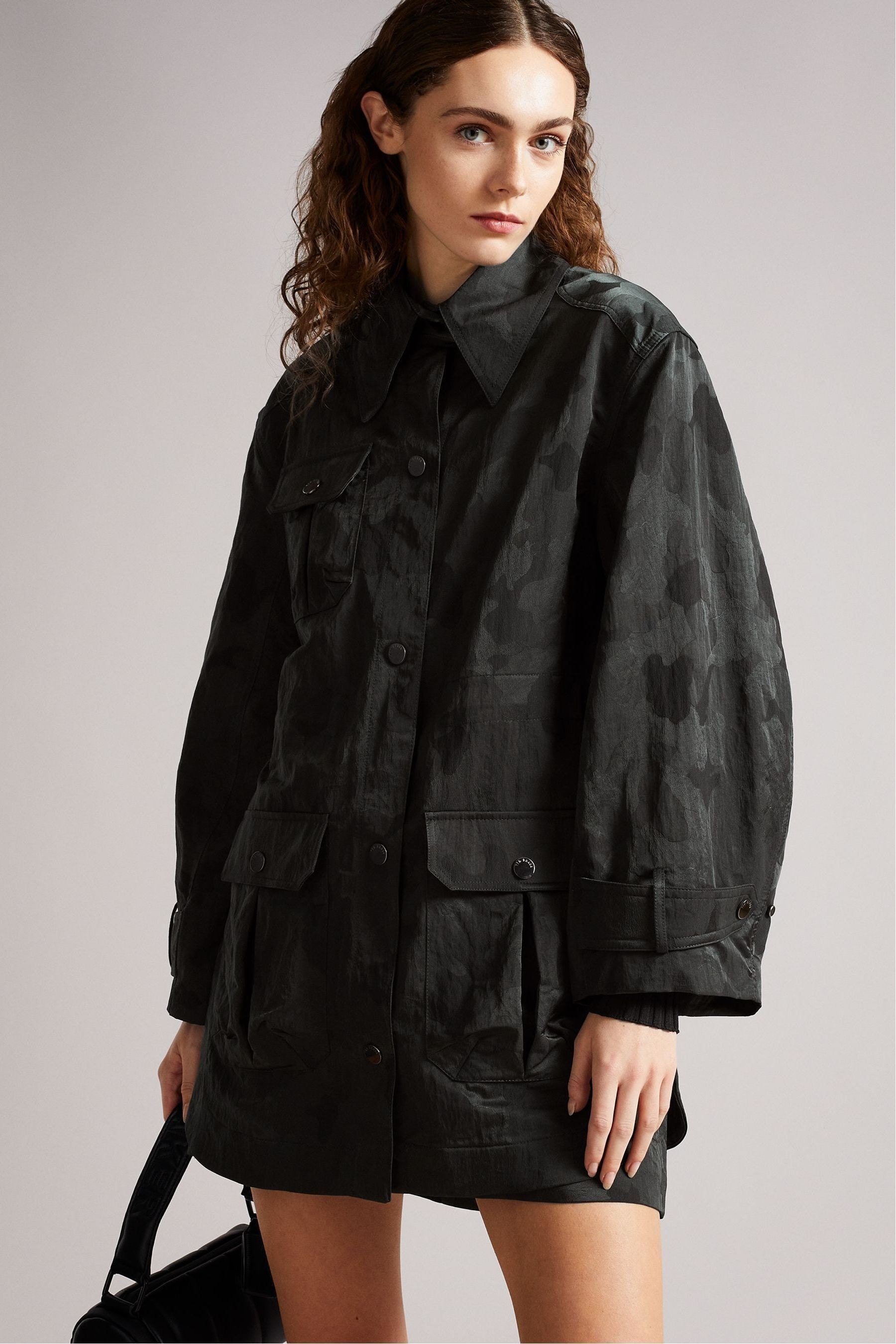 Ted baker green leather jacket on sale