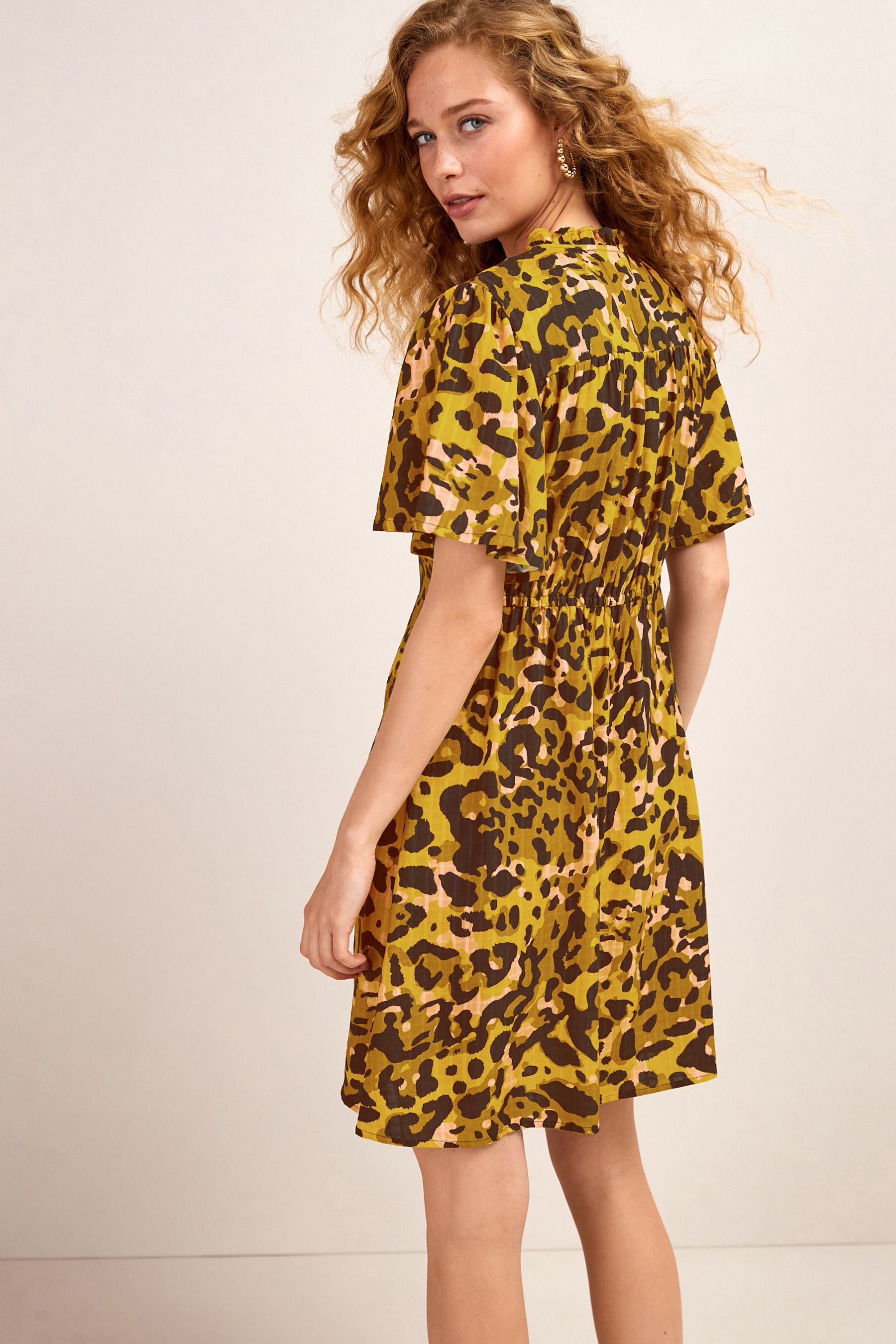 Buy Animal Print Angel Sleeve Summer Tea Dress from Next Luxembourg
