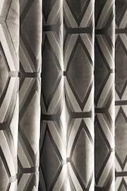 Grey Next Collection Luxe Heavyweight Geometric Cut Velvet Pencil Pleat Lined Curtains - Image 4 of 5