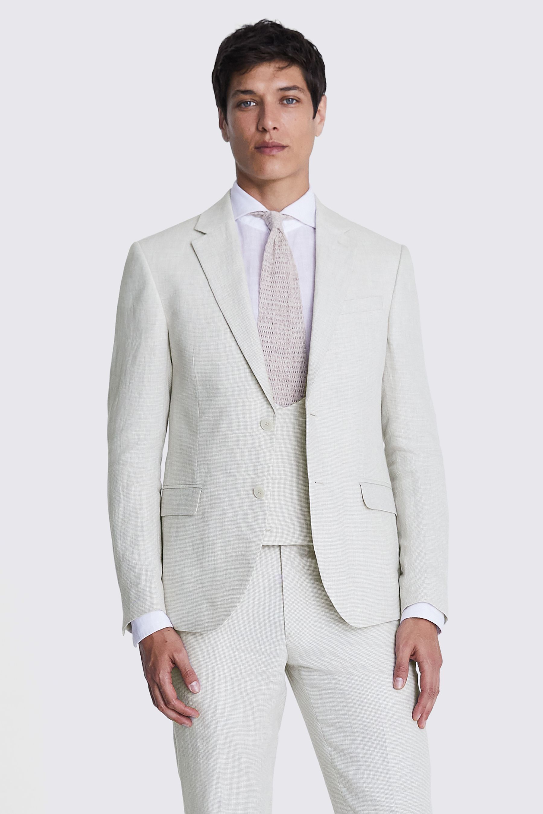 Buy MOSS Natural Slim Fit Puppytooth Linen Suit Jacket from the Next UK online shop