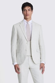 MOSS Natural Slim Fit Puppytooth Linen Suit Jacket - Image 1 of 5