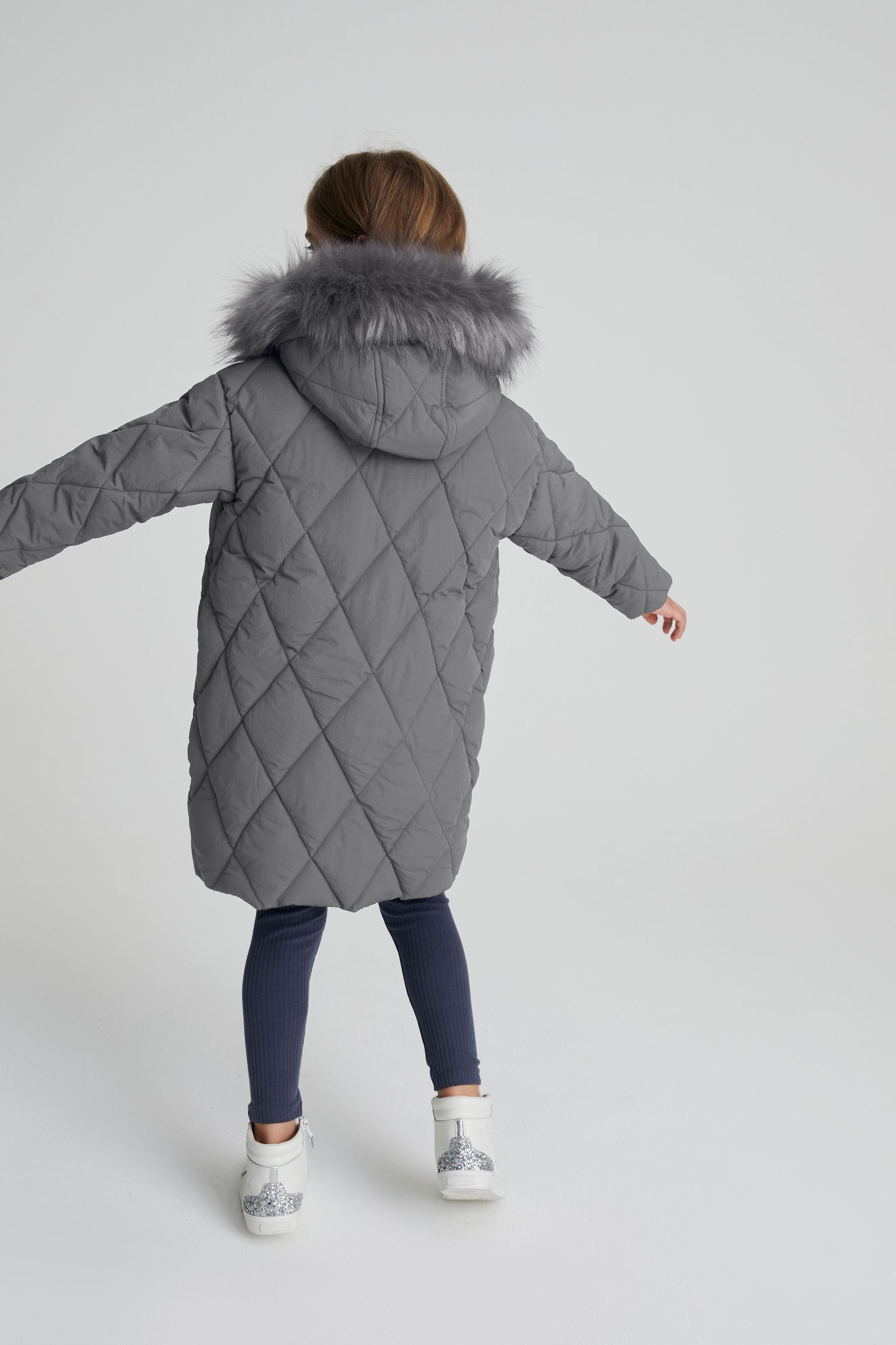 Buy Mint Velvet Charcoal Grey Long Quilted Coat from Next Ireland