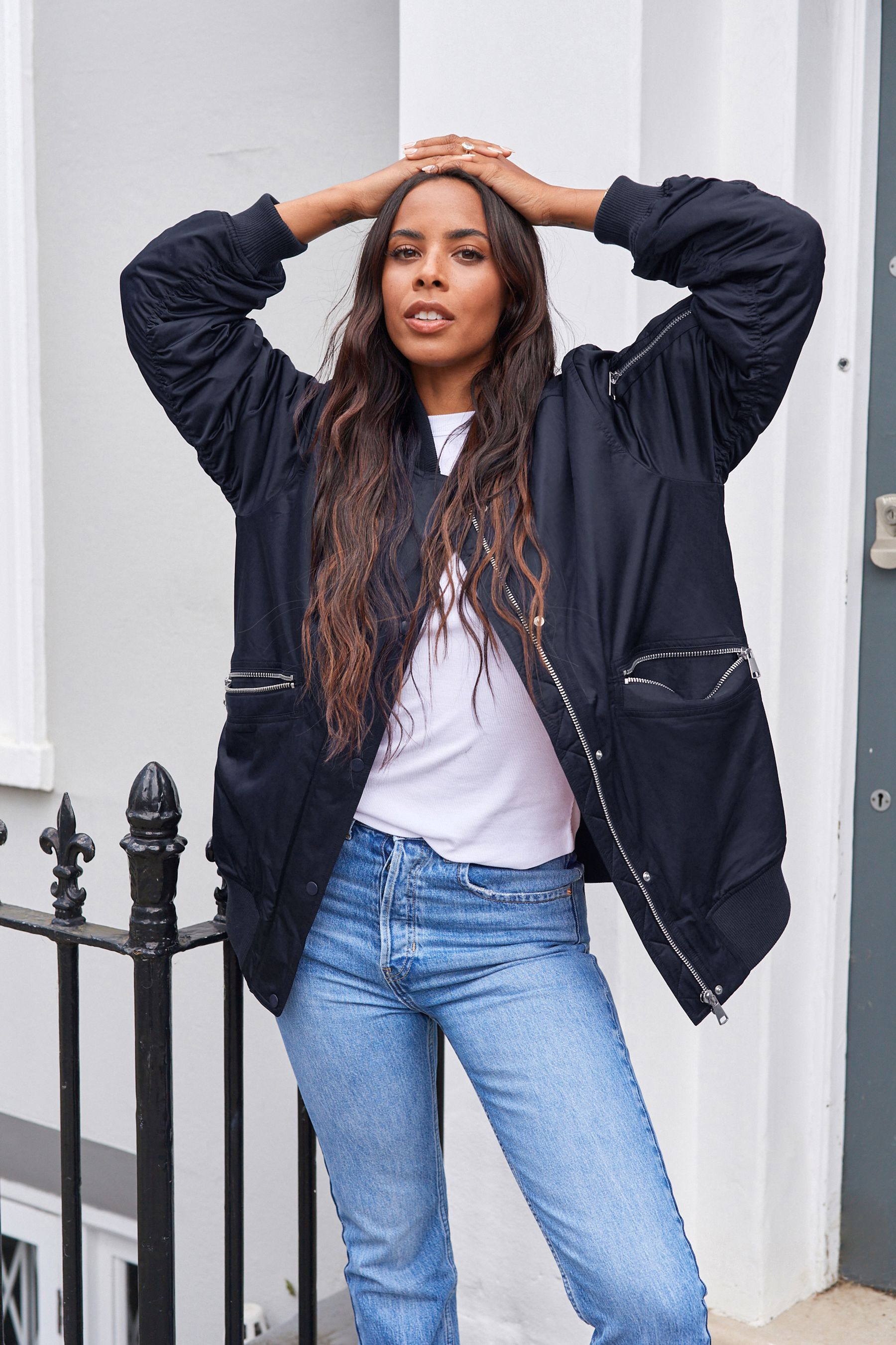 Buy Navy Blue Longline Bomber Jacket from Next Luxembourg