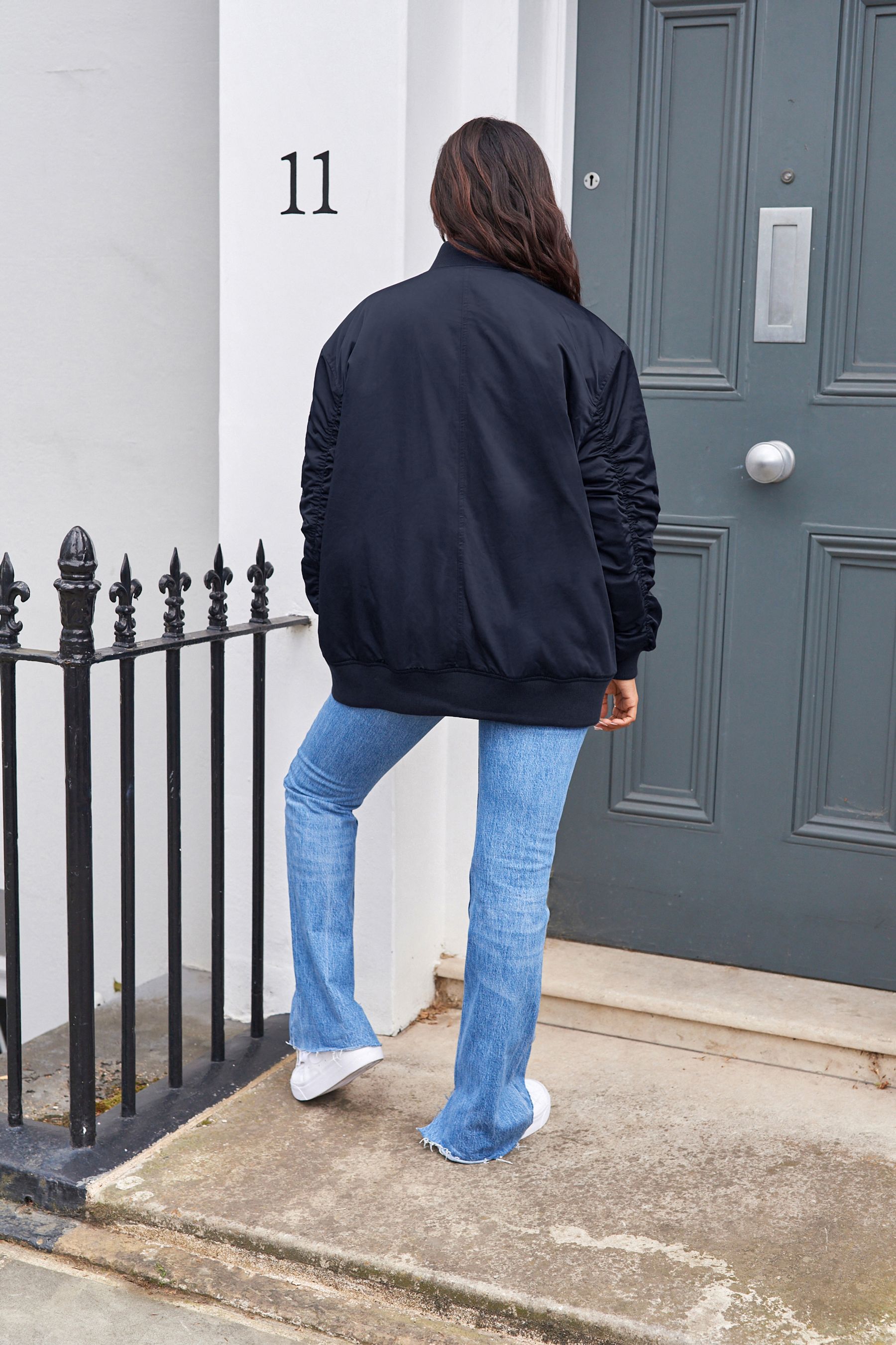 Navy blue longline jacket 2025