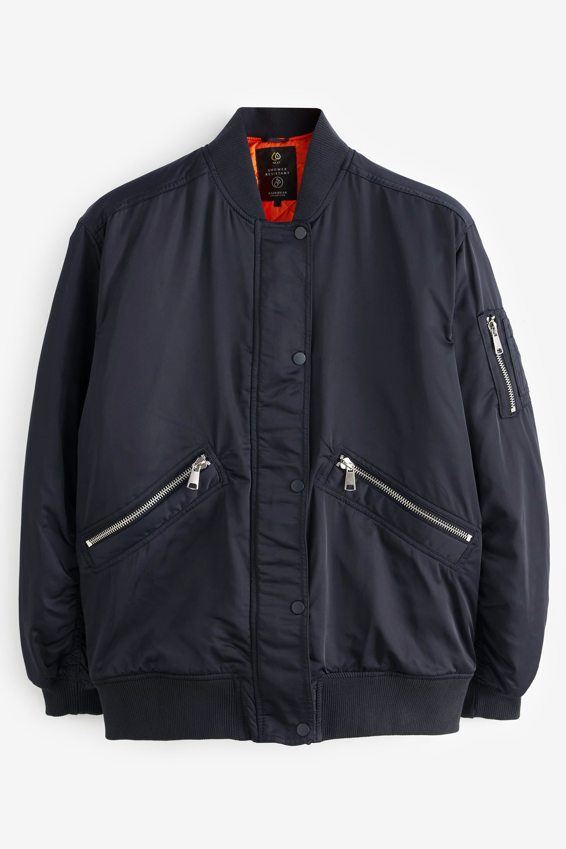 Buy Navy Blue Longline Bomber Jacket from Next Luxembourg