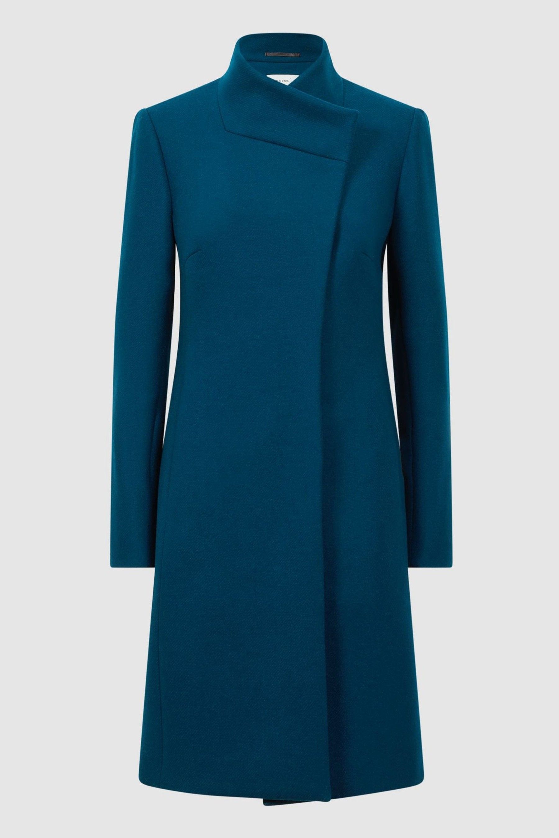 Buy Reiss Teal Mia Wool Blend Mid Length Coat from Next Luxembourg