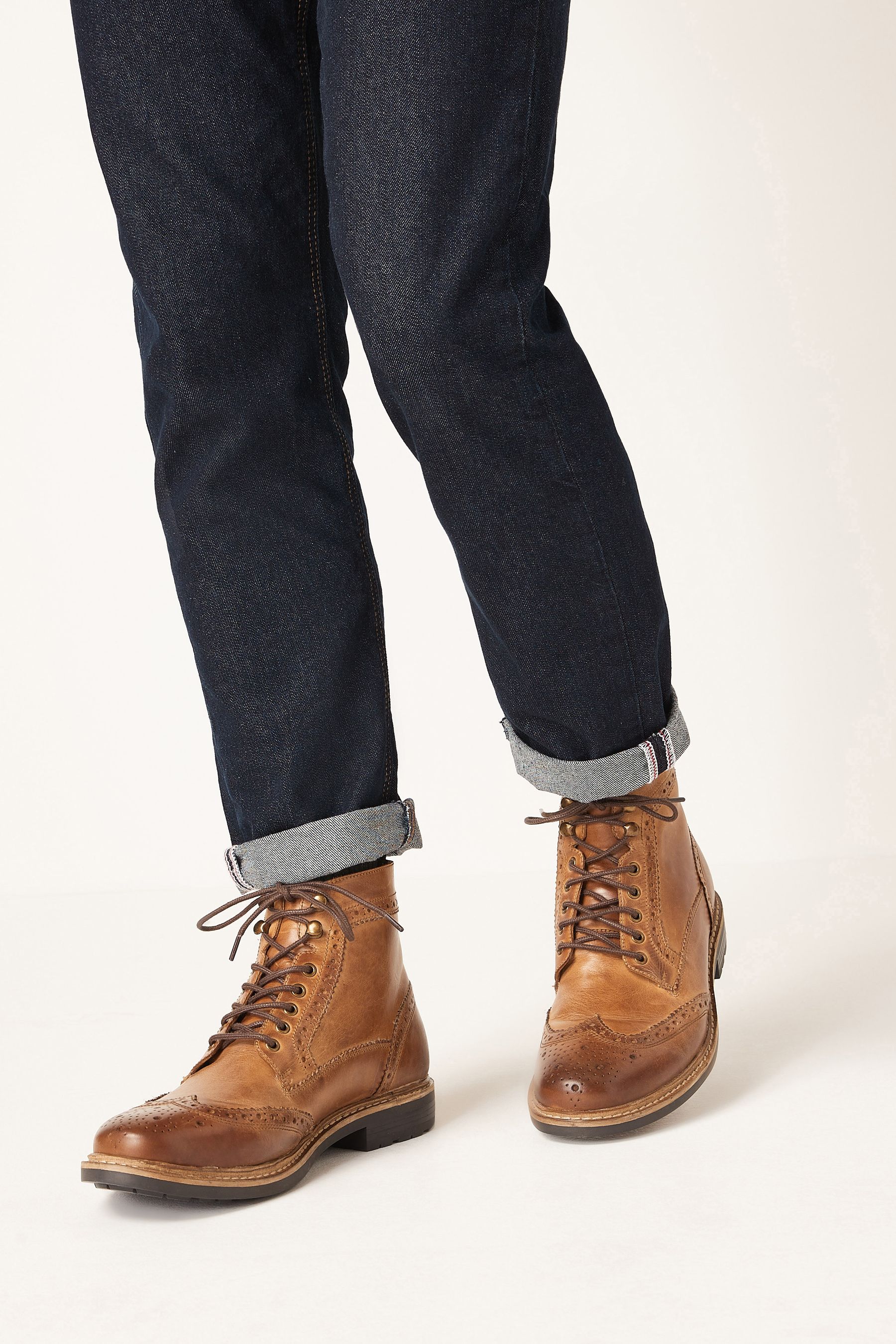 Buy Tan Brown Modern Heritage Brogue Boots from Next Luxembourg