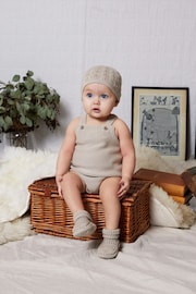 The Little Tailor Natural Fawn Cotton Knitted Hat - Image 3 of 5