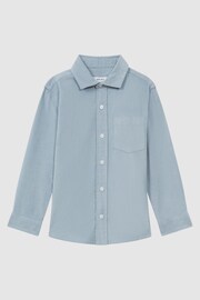 Reiss Soft Blue Albion Senior Corduroy Cutaway Collar Shirt - Image 2 of 6