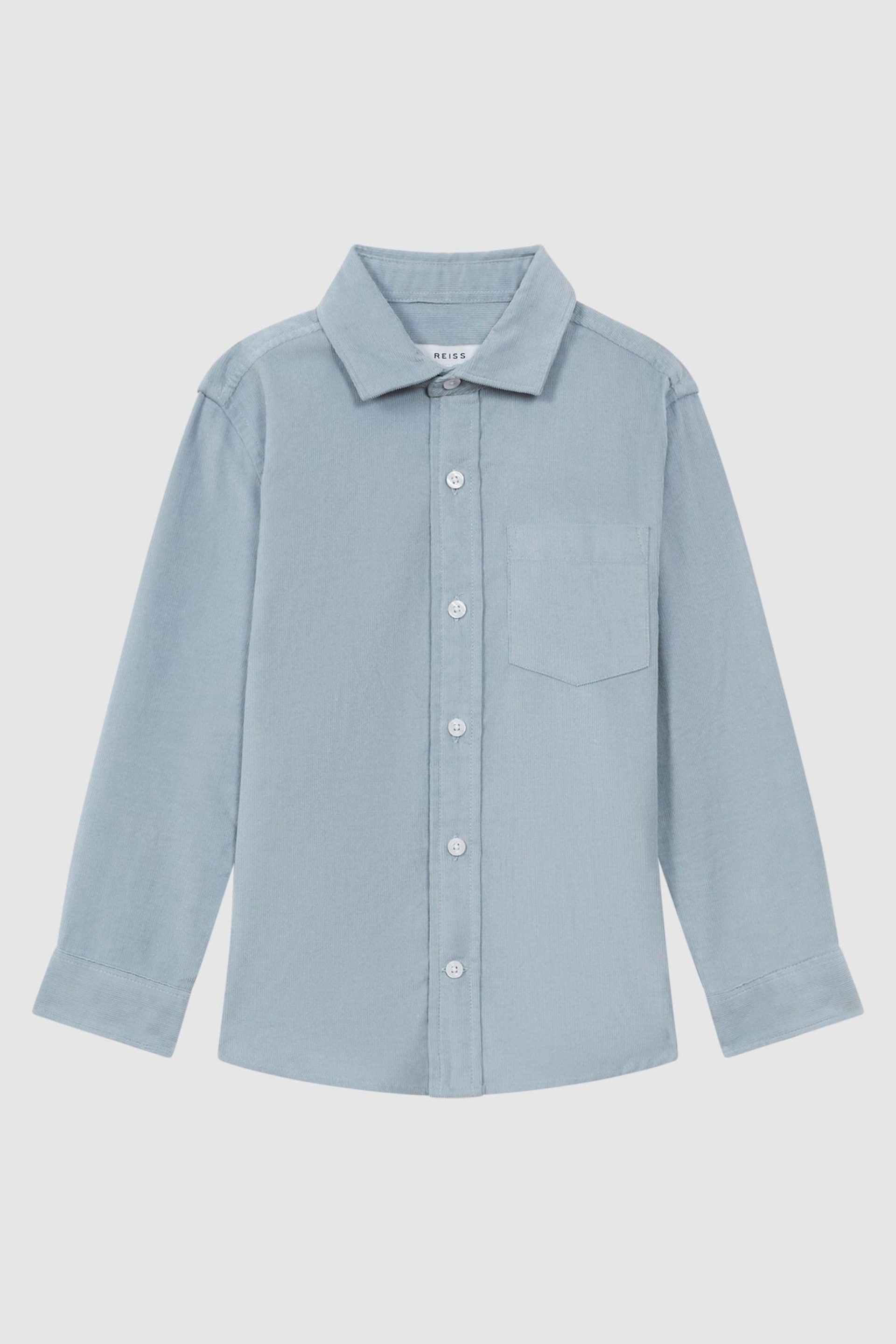 Reiss Soft Blue Albion Senior Corduroy Cutaway Collar Shirt - Image 2 of 6