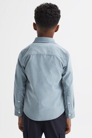 Reiss Soft Blue Albion Senior Corduroy Cutaway Collar Shirt - Image 5 of 6