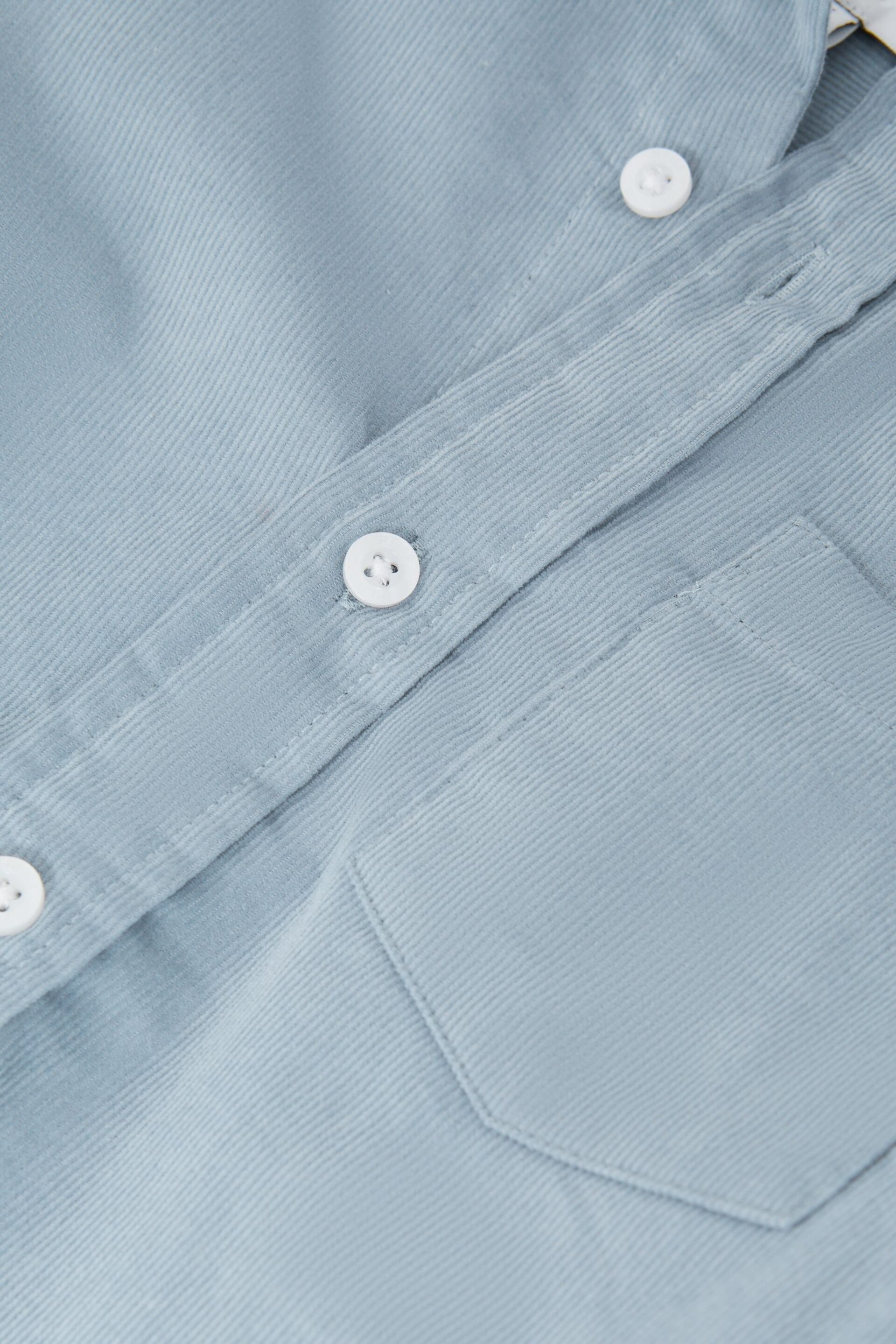 Reiss Soft Blue Albion Senior Corduroy Cutaway Collar Shirt - Image 6 of 6