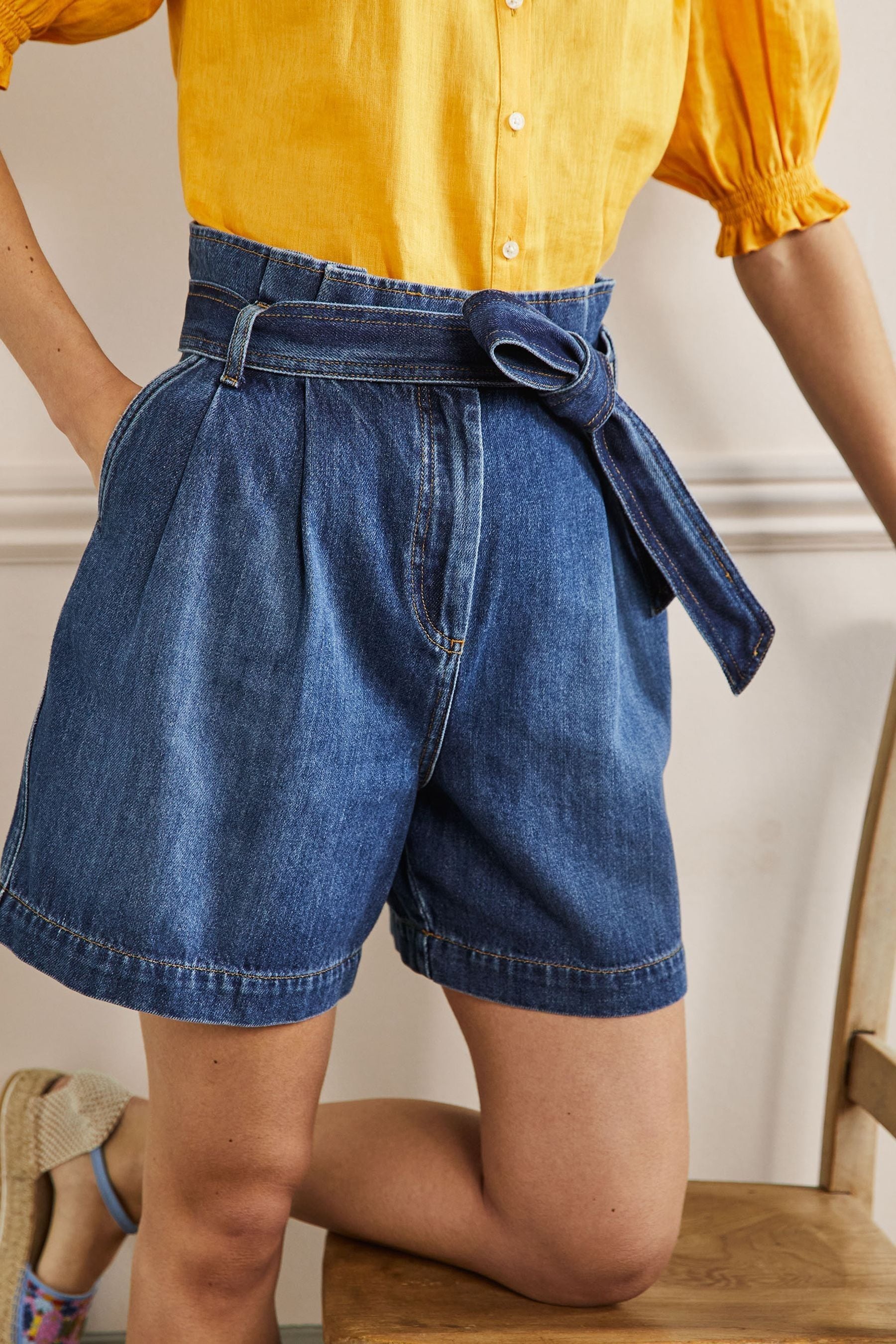 Navy paperbag shorts hot sale