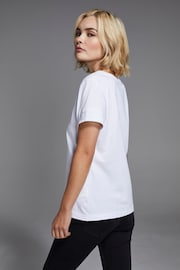 Calvin Klein Jeans White Slim Fit Embroidered T-Shirt - Image 2 of 4