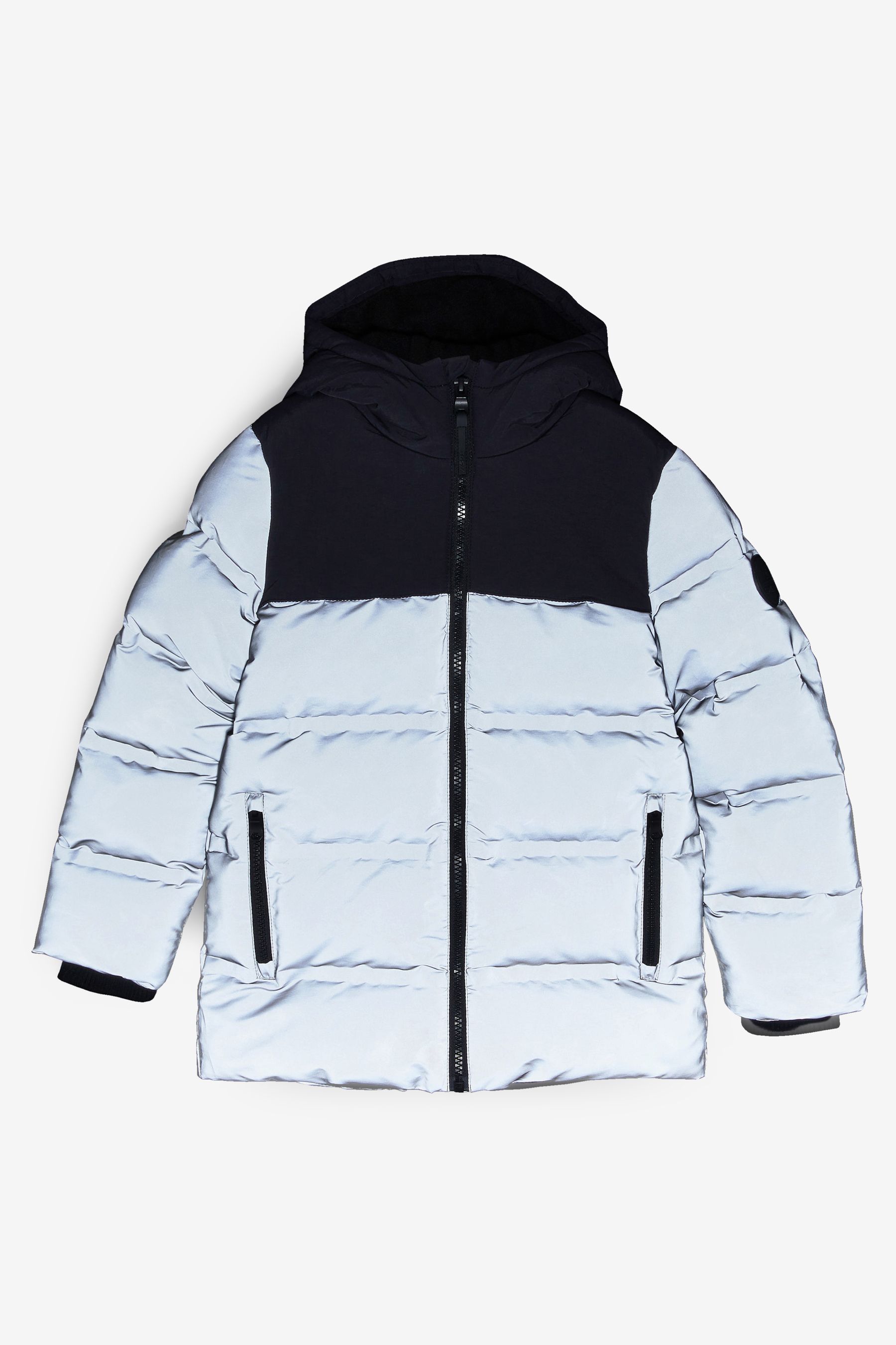 Buy Silver Reflective Colourblock Next Padded Puffer Coat 3 17yrs from Next Austria