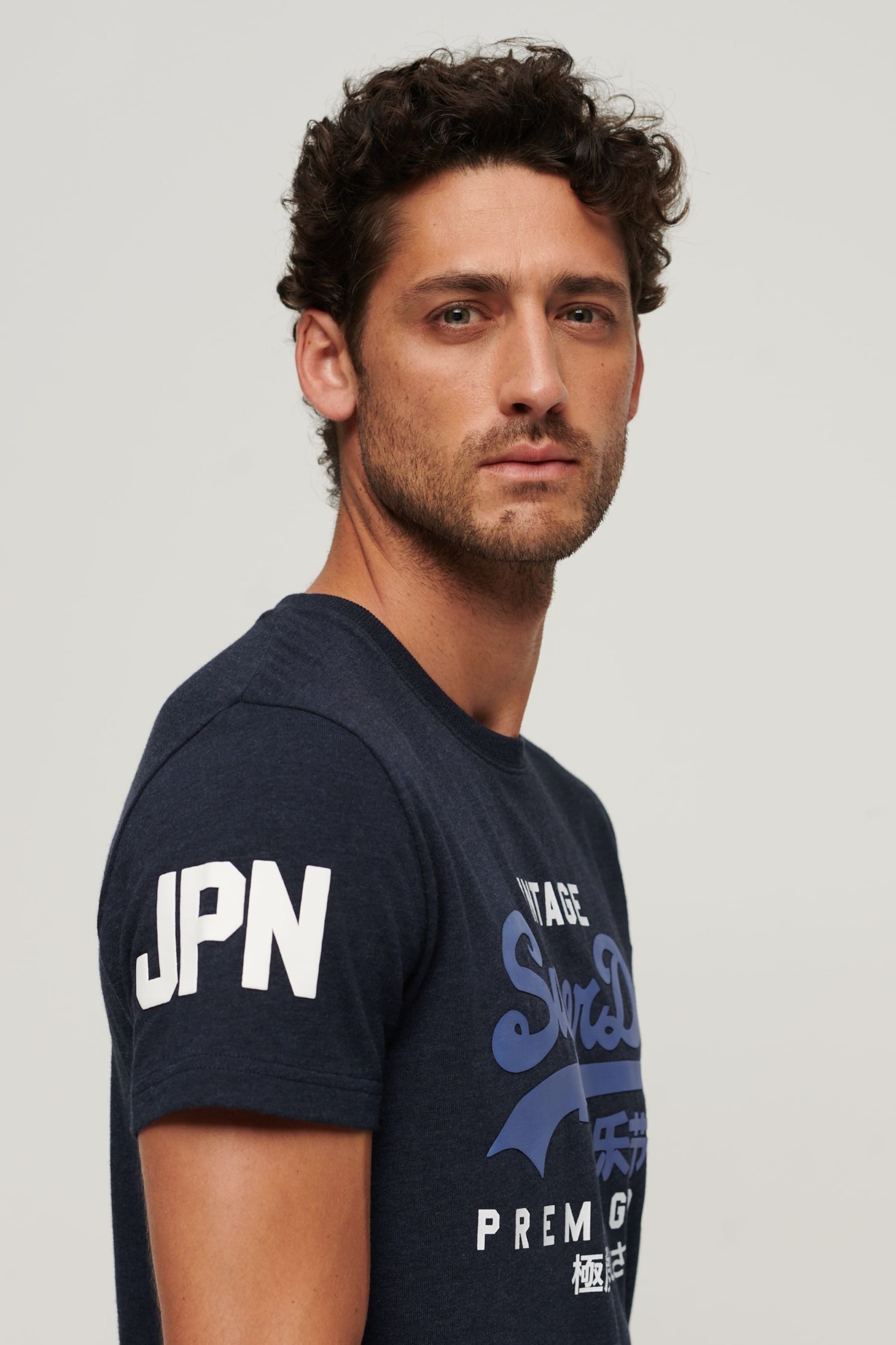 Superdry Tois Blue Grit Classic Heritage T-Shirt - Image 3 of 6